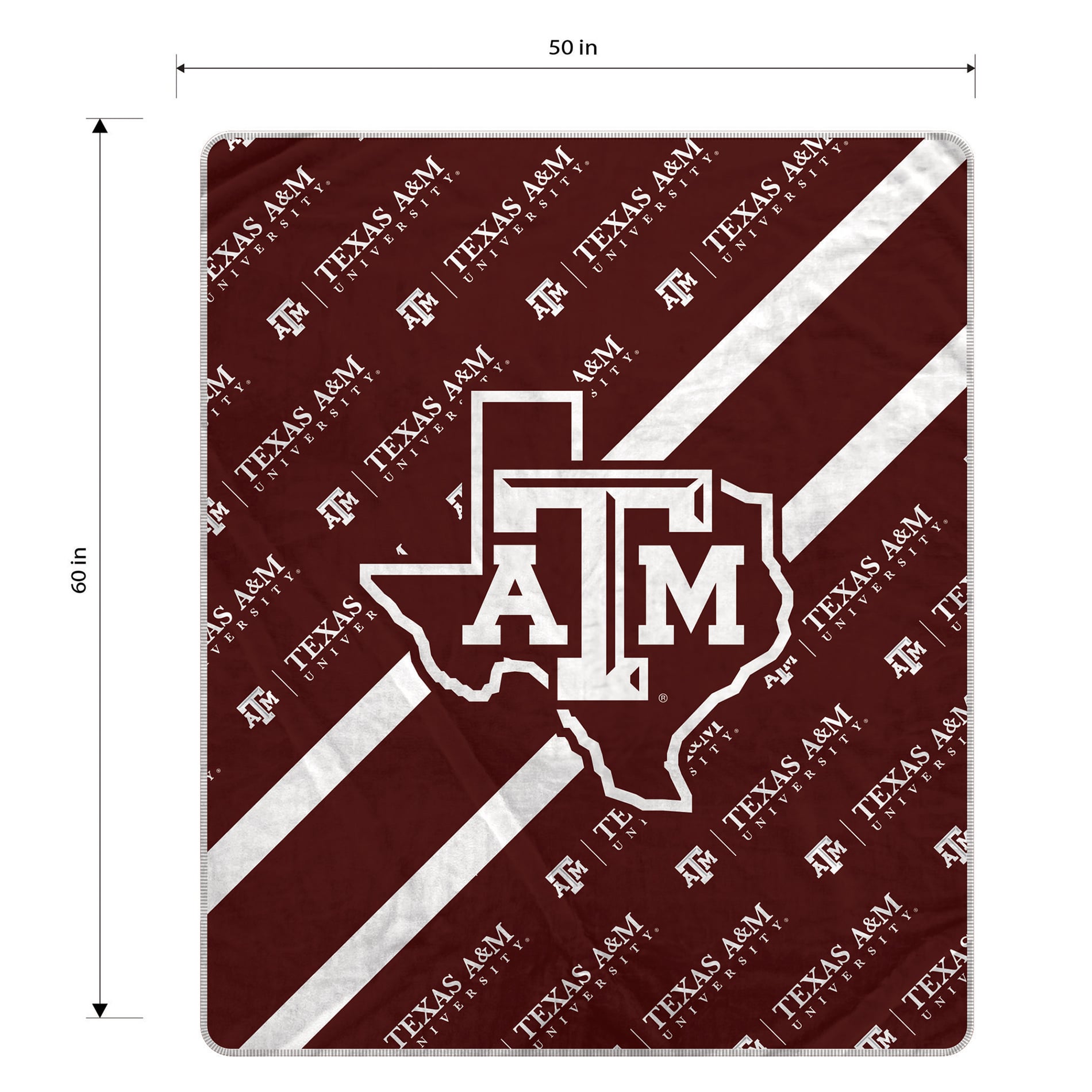 Pegasus Texas A&M Aggies 60" x 70" Diagonal Lined Wordmark Ultra Soft Blanket