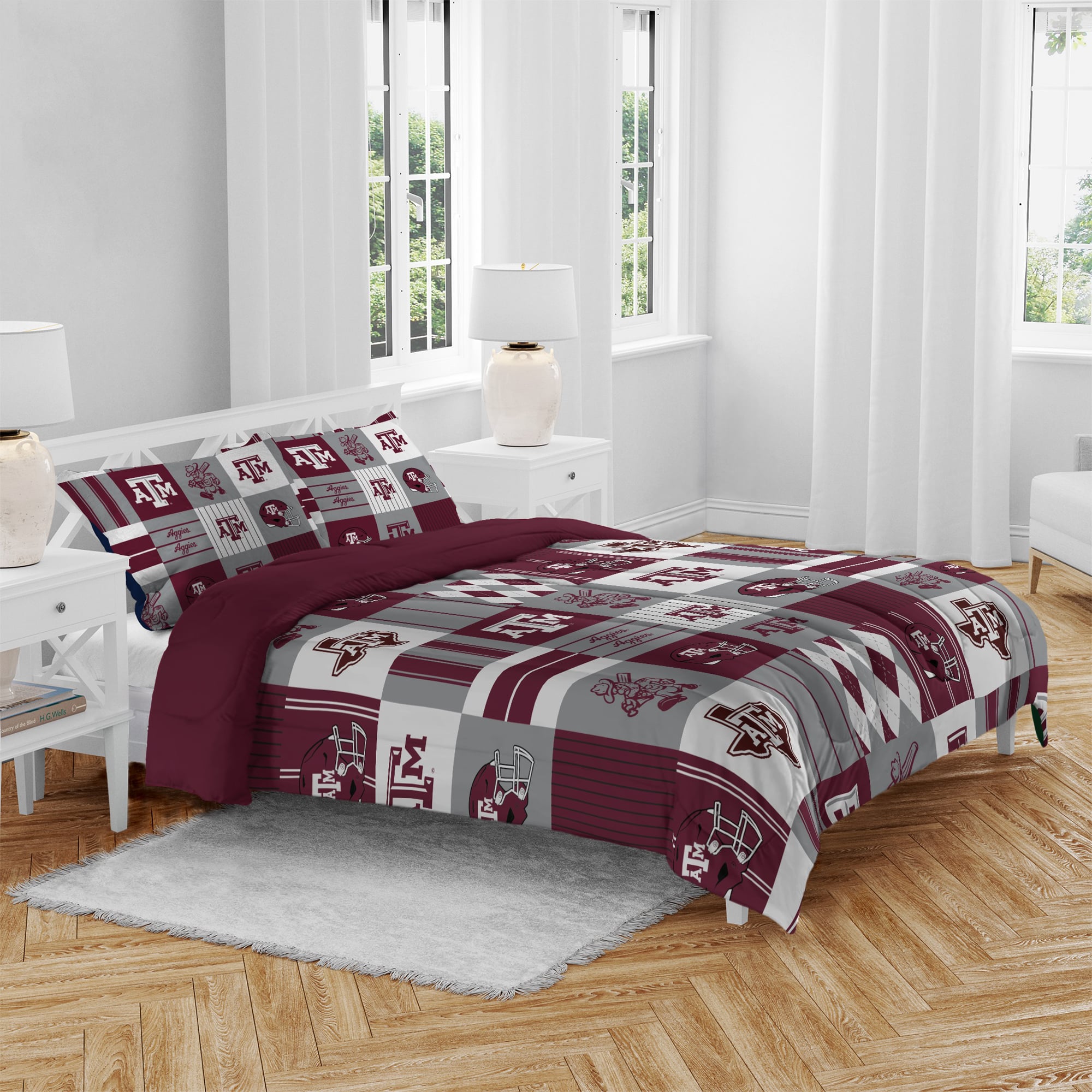 Ensemble de literie trois pièces à carreaux patchwork Pegasus Texas A&M Aggies (grand lit/queen)