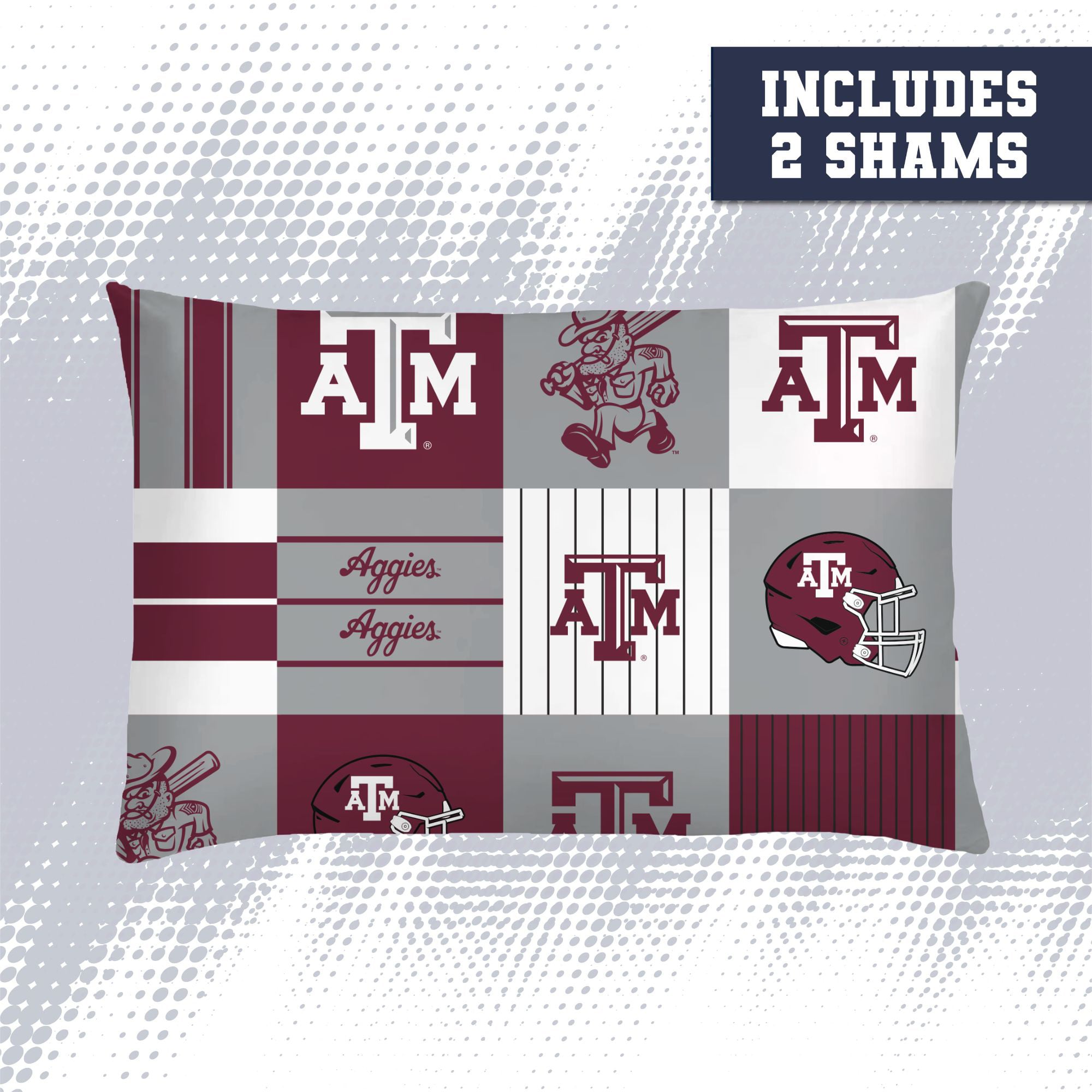 Ensemble de literie trois pièces à carreaux patchwork Pegasus Texas A&M Aggies (grand lit/queen)