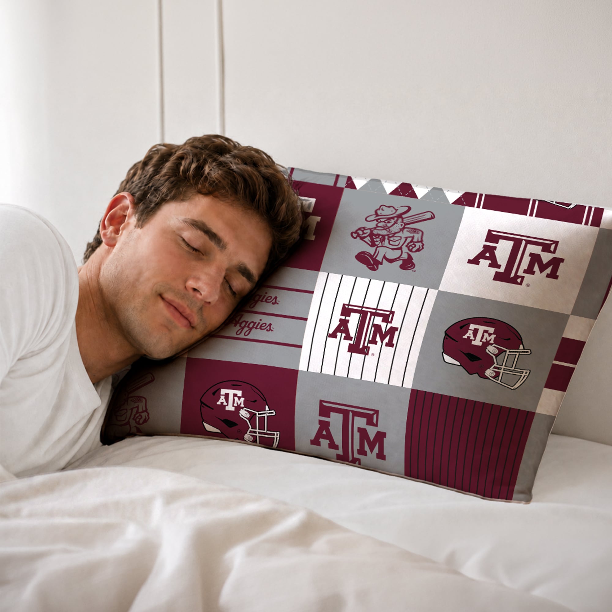 Ensemble de literie trois pièces à carreaux patchwork Pegasus Texas A&M Aggies (grand lit/queen)