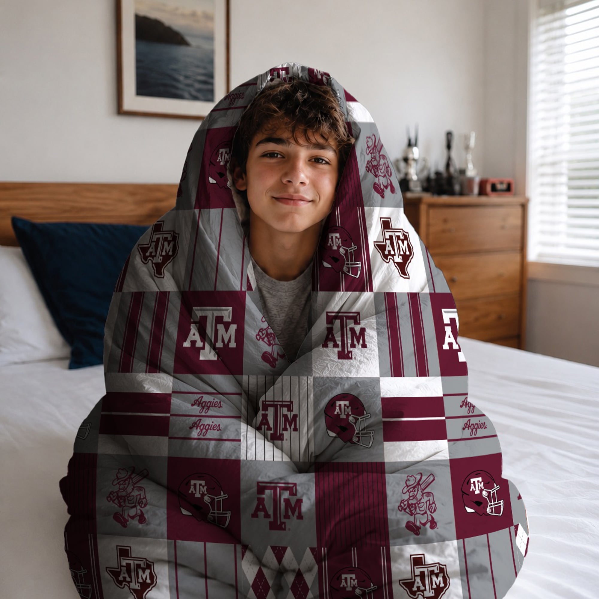 Ensemble de literie deux pièces Pegasus Texas A&M Aggies Patchwork Plaid pour lit simple/simple XL