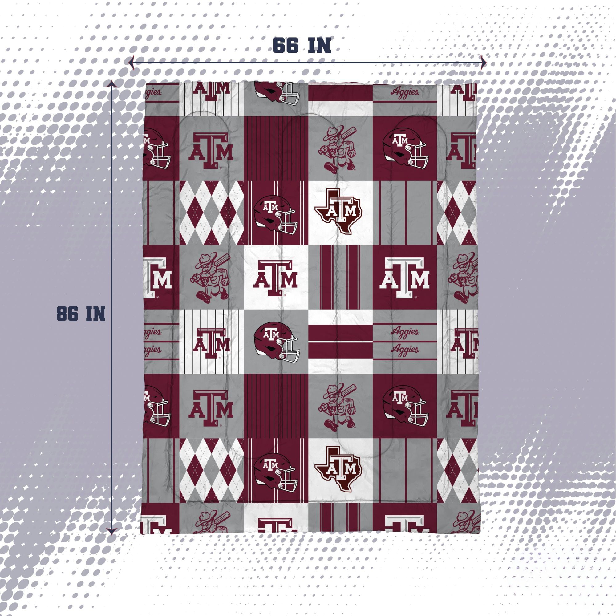 Ensemble de literie deux pièces Pegasus Texas A&M Aggies Patchwork Plaid pour lit simple/simple XL