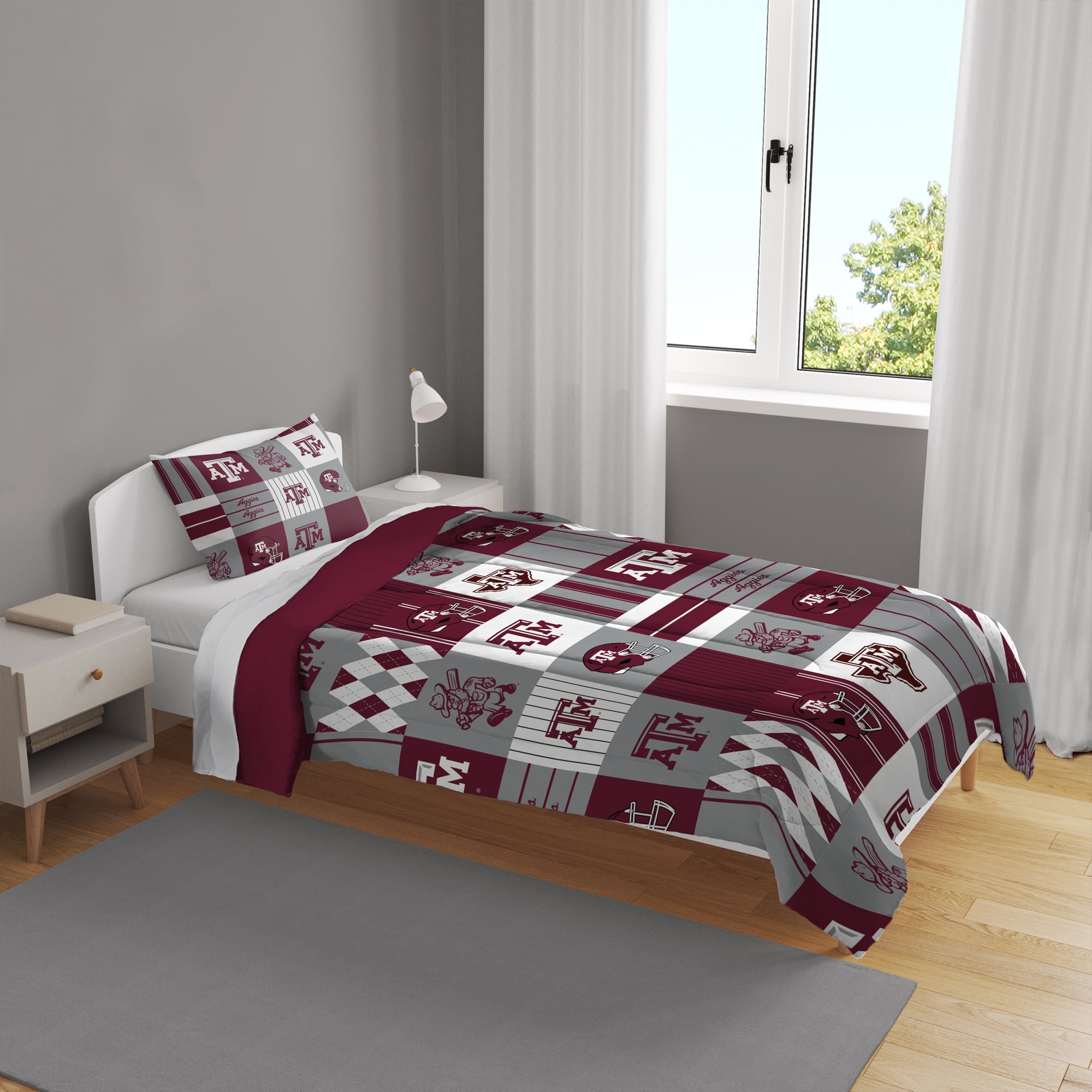 Ensemble de literie deux pièces Pegasus Texas A&M Aggies Patchwork Plaid pour lit simple/simple XL