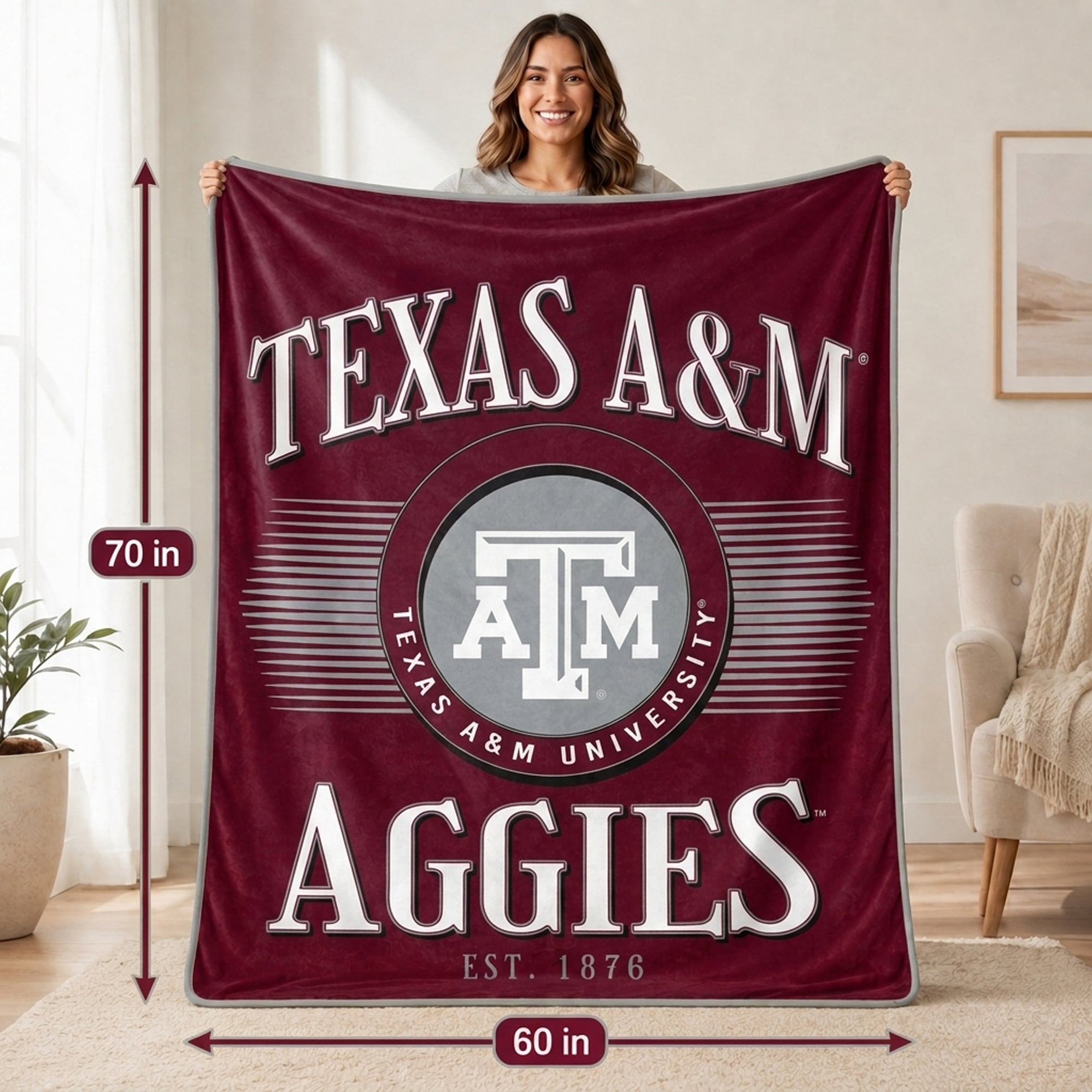 Couverture ultra douce Pegasus Texas A&M Aggies Spotlight Arch 60" x 70"