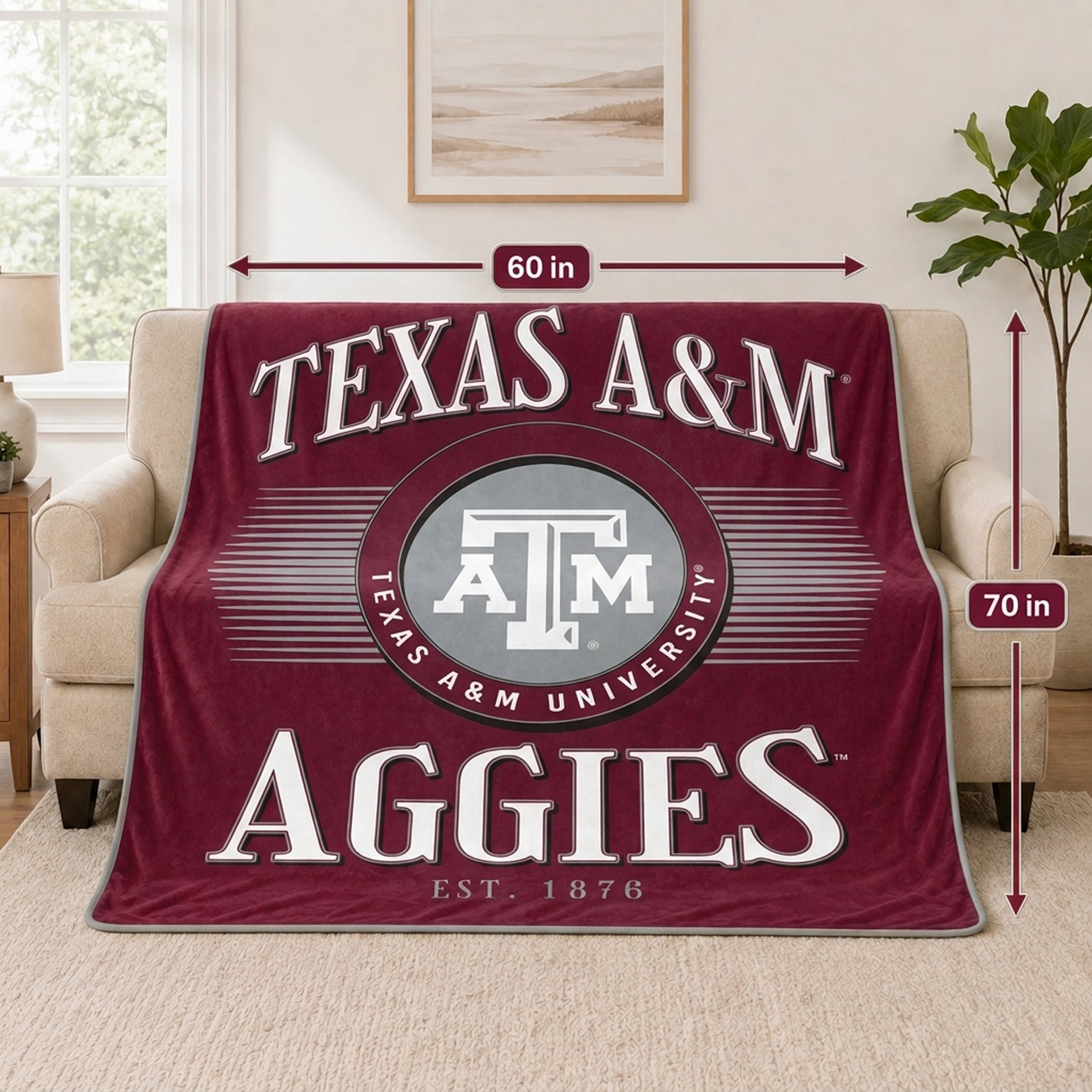 Couverture ultra douce Pegasus Texas A&M Aggies Spotlight Arch 60" x 70"