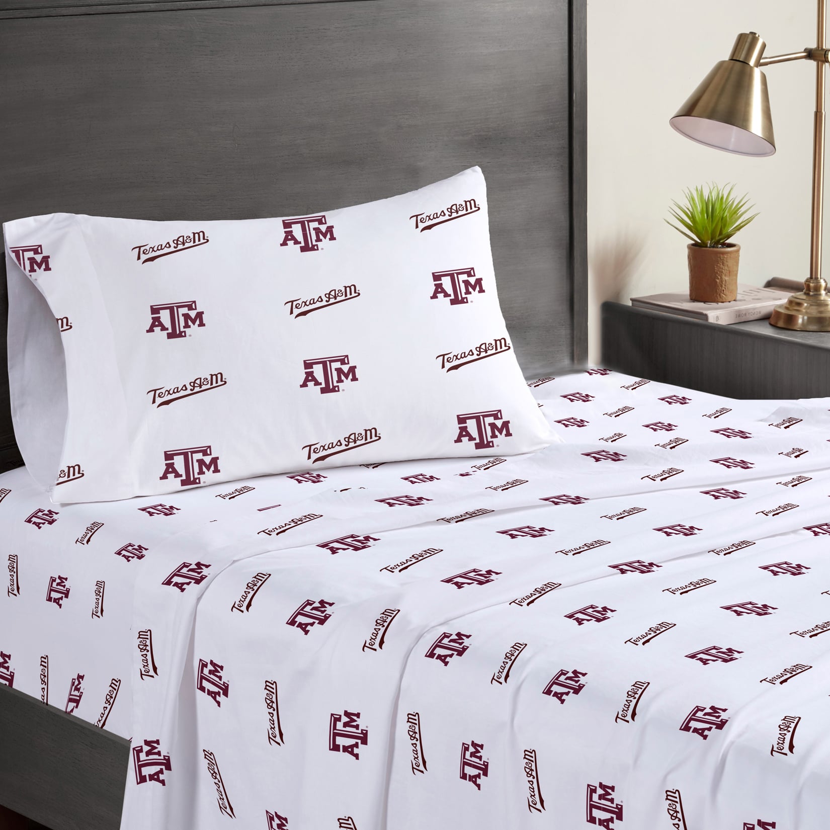 Ensemble de draps trois pièces Pegasus Texas A&M Aggies pour lit simple