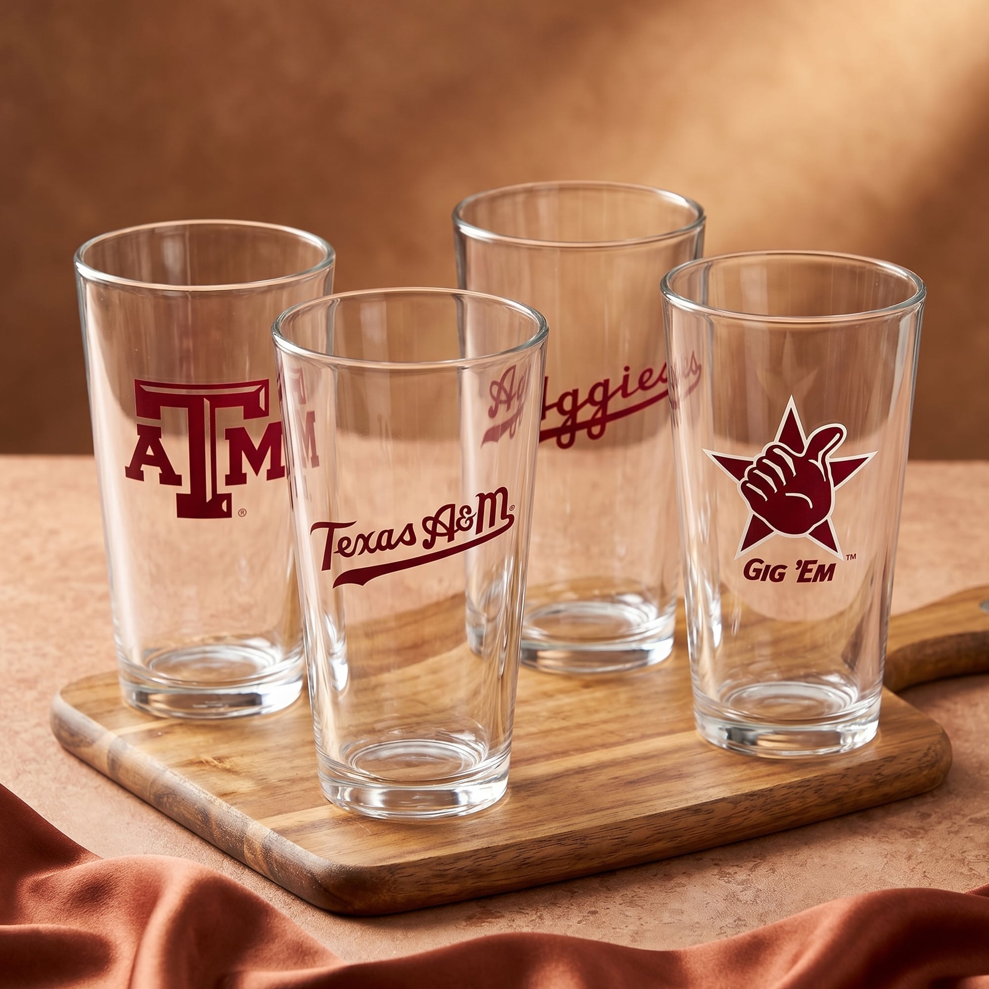 Ensemble de quatre verres à bière de collection Texas A&M Aggies de 473 ml (16 oz).