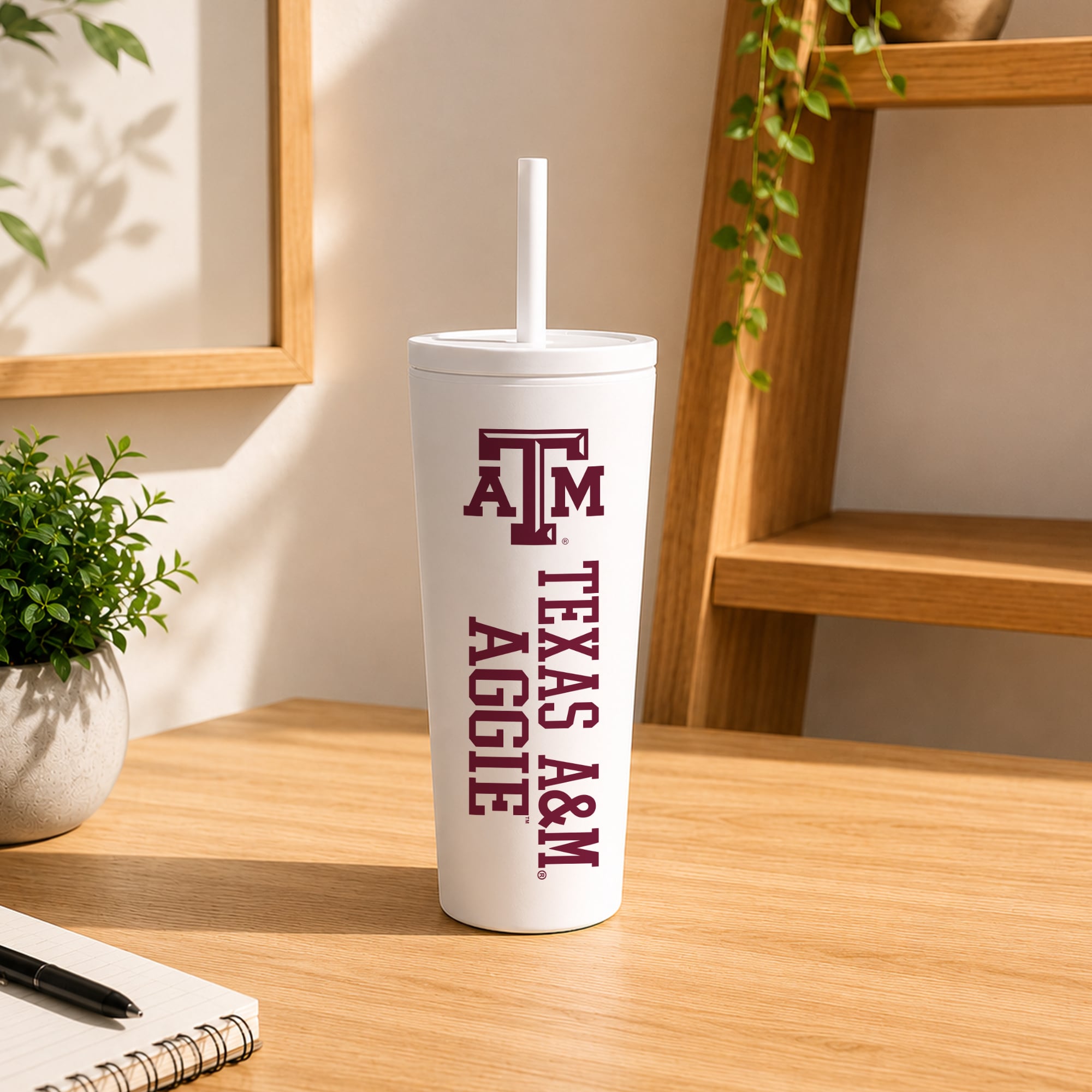 Gobelet isotherme à paille anti-déversement Texas A&M Aggies de 710 ml (24 oz)