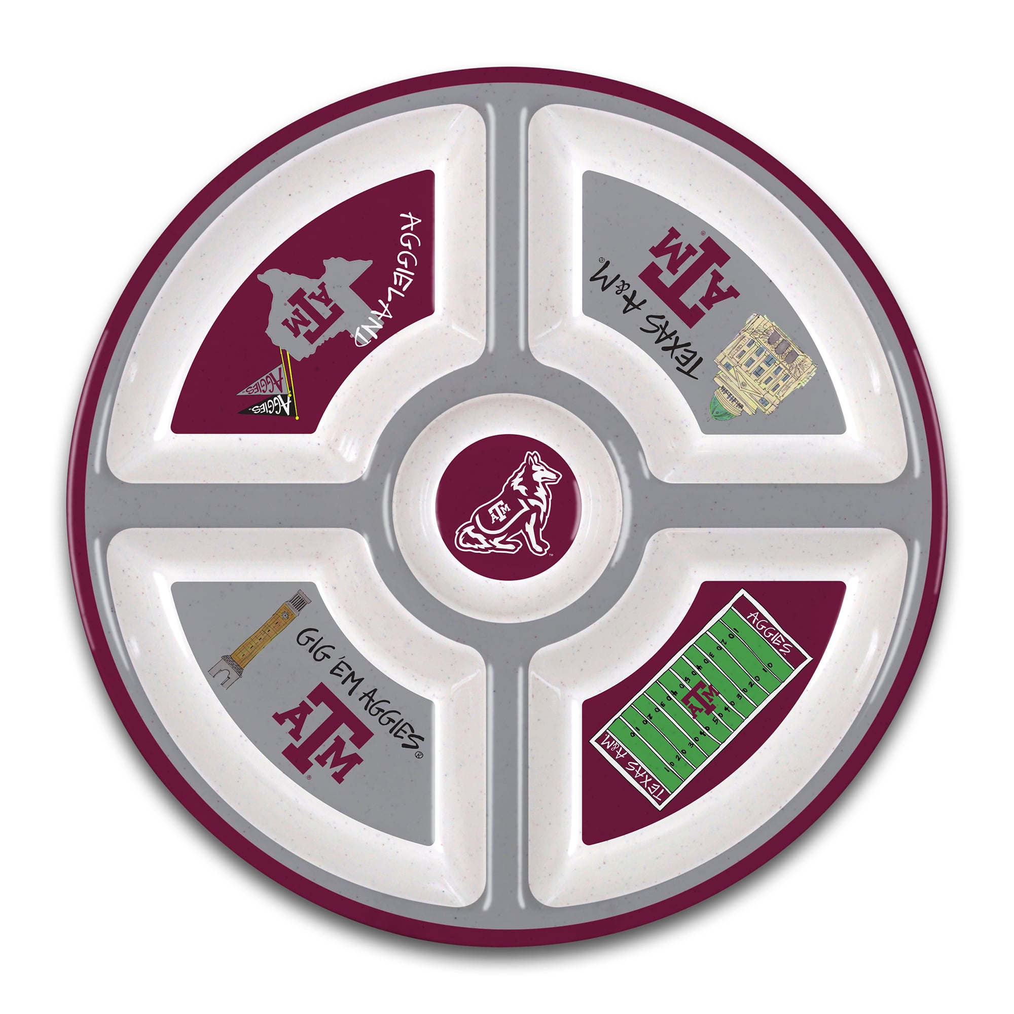 Plateau en mélamine à cinq compartiments Texas A&M Aggies
