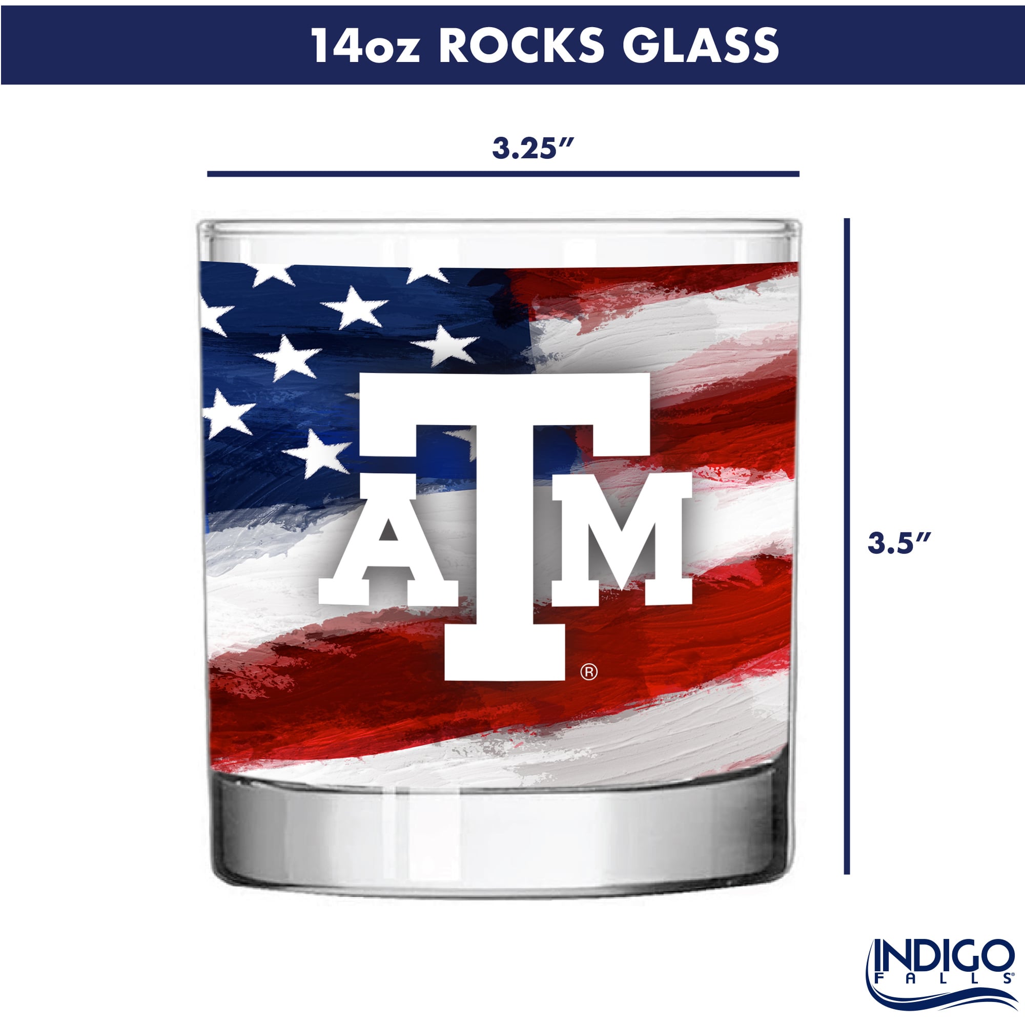 Ensemble de deux verres à whisky Americana de 414 ml (14 oz) aux couleurs des Texas A&M Aggies