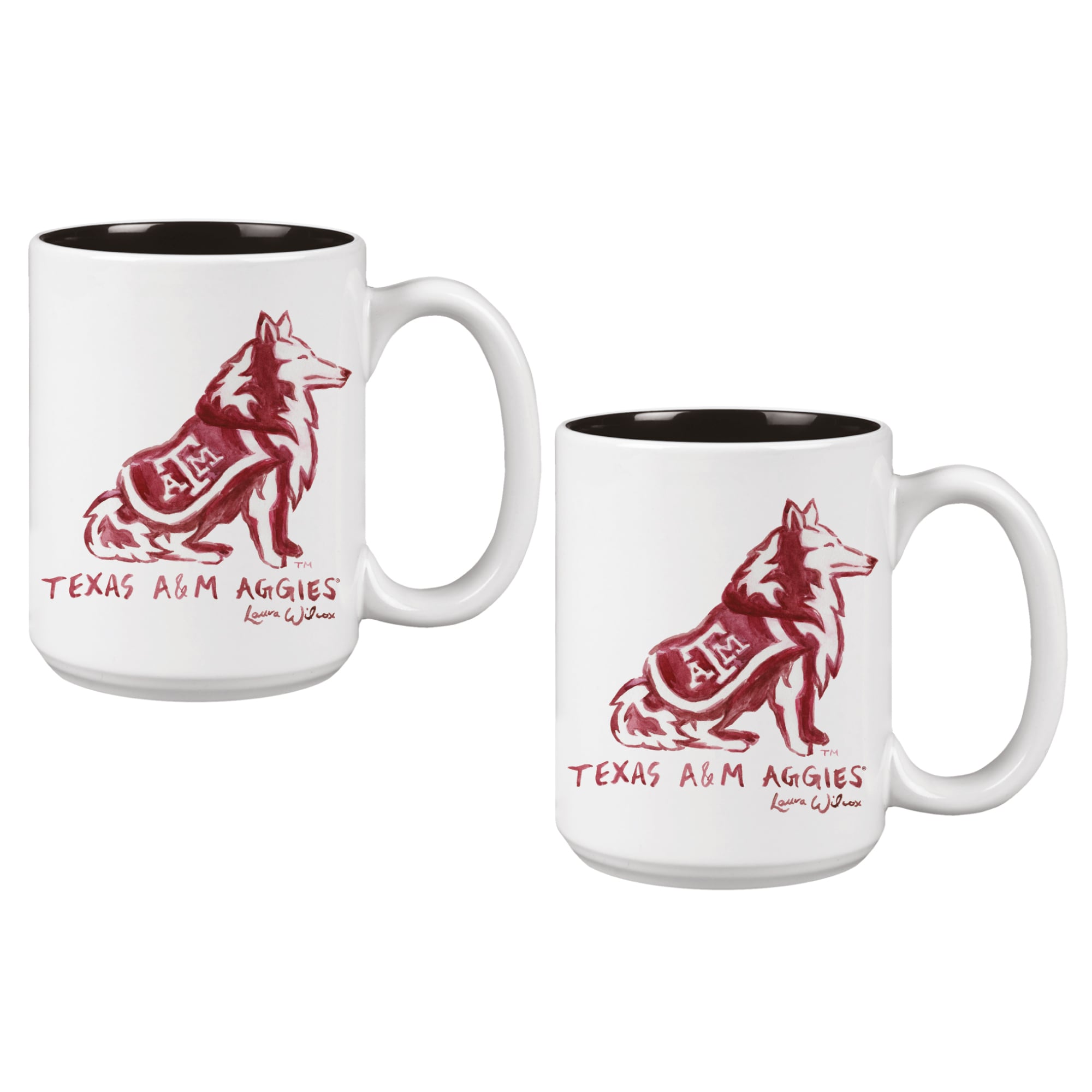 Ensemble de deux tasses de 44 cl (15 oz) à l'effigie de la mascotte Laura Wilcox des Texas A&M Aggies