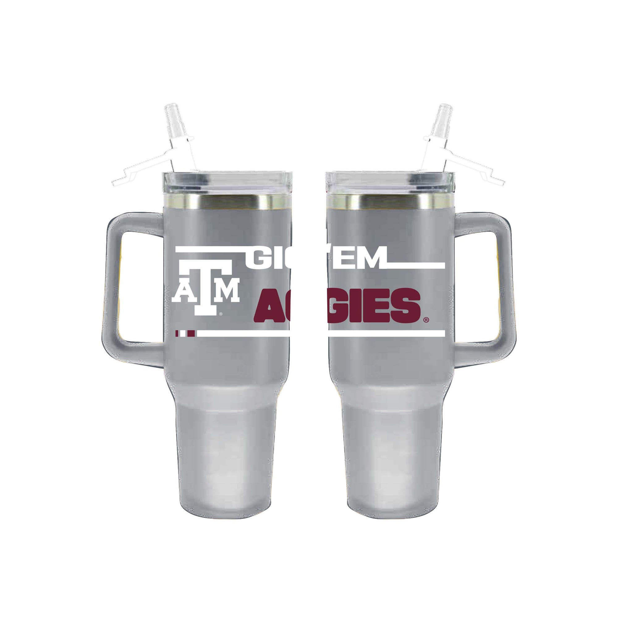 Gobelet isotherme en acier inoxydable de 1,2 L (40 oz) aux couleurs de l'équipe Texas A&M Aggies, avec paille rabattable, de The Memory Company.