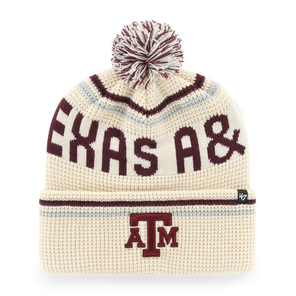Bonnet unisexe '47 crème Texas A&M Aggies en maille gaufrée à revers avec pompon