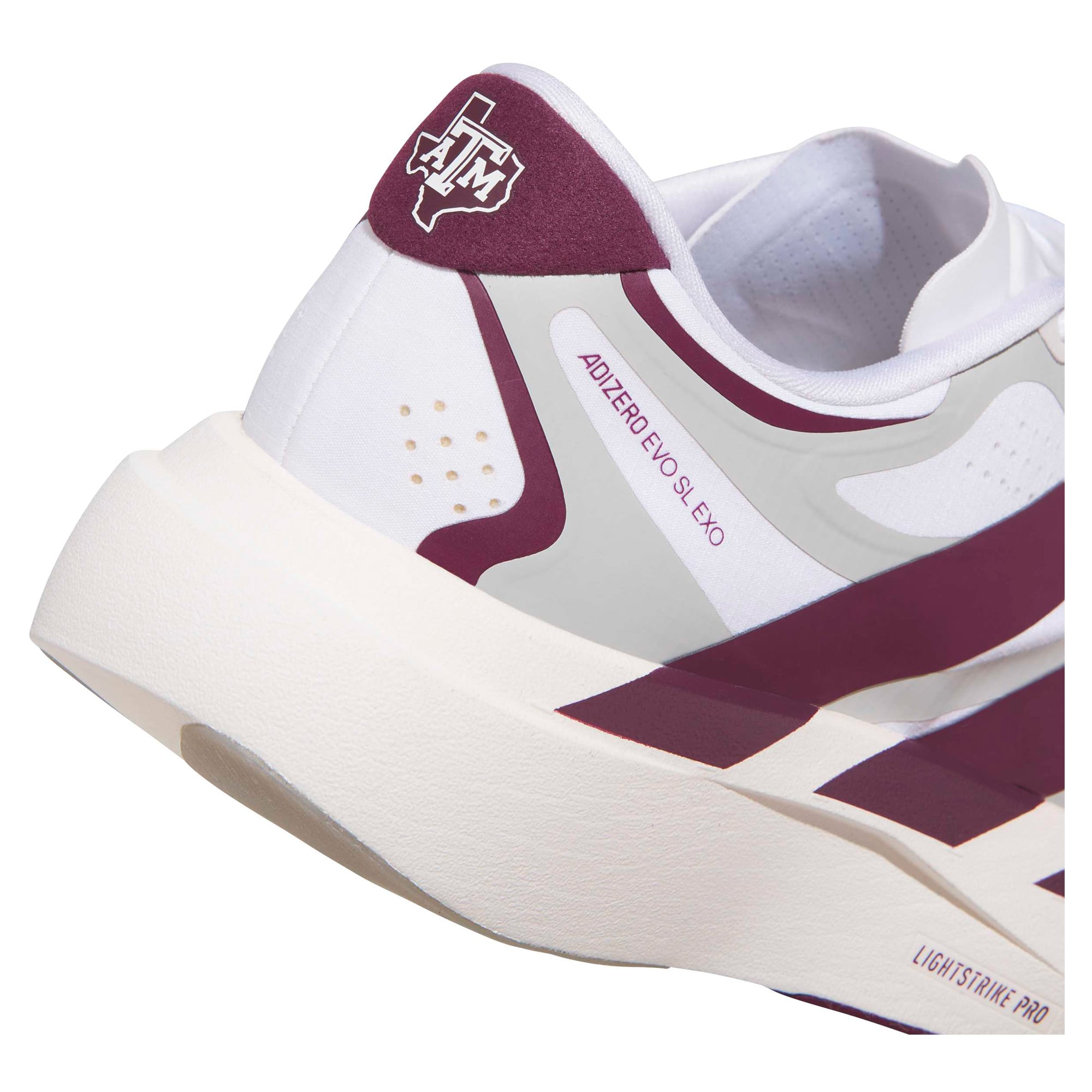 Unisex adidas White Texas A&M Aggies Adizero EVO SL EXO Sneakers