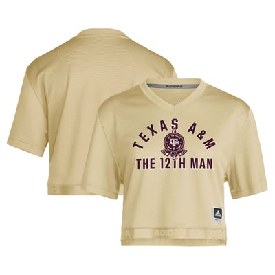 Texas A&M Aggies adidas Women's Strategy Cropped Football Jersey - Gold