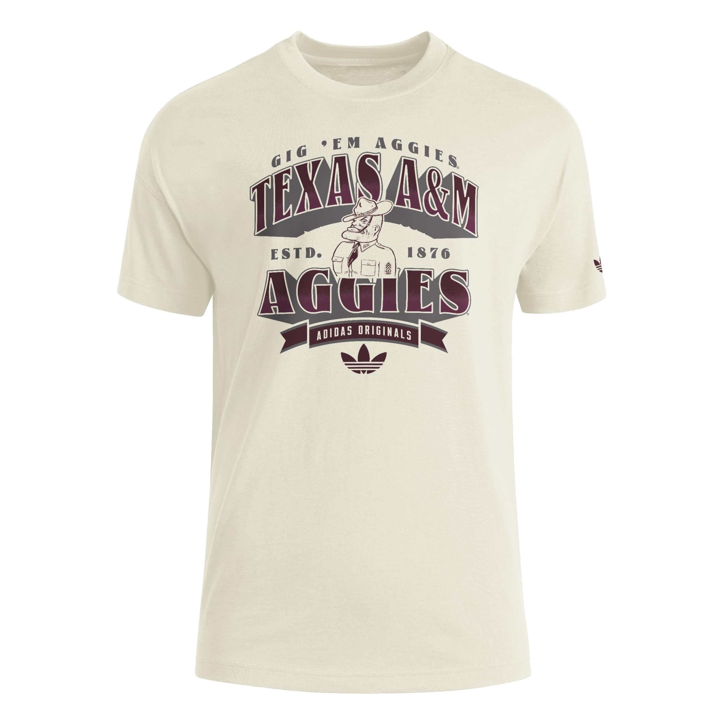 T-shirt boyfriend adidas Originals crème Texas A&M Aggies pour femme