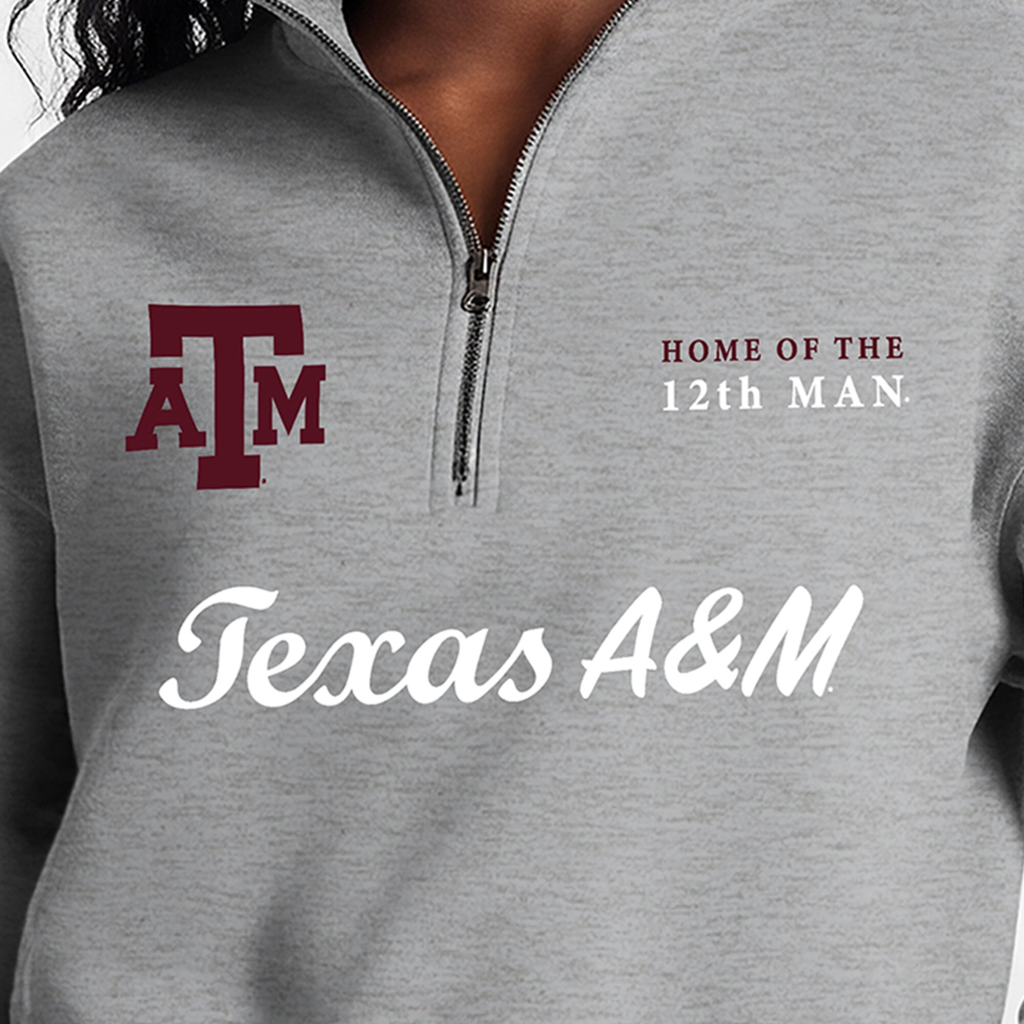 Women's Champion Gray Texas A&M Aggies Academic Triumph Quarter-Zip Tri-Blend Pullover