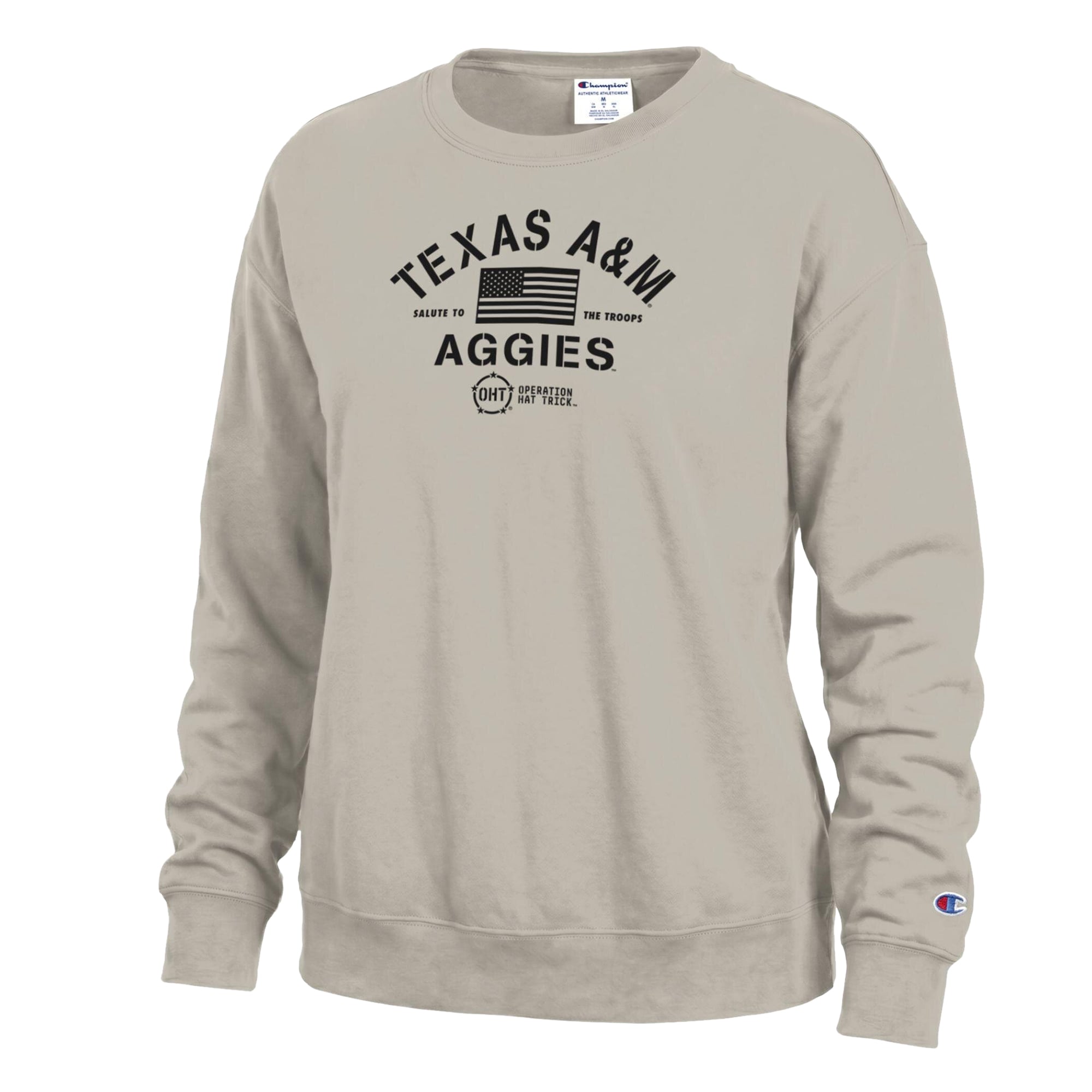 Women's Champion Tan Texas A&M Aggies Operation Hat Trick Powerblend Sweatshirt