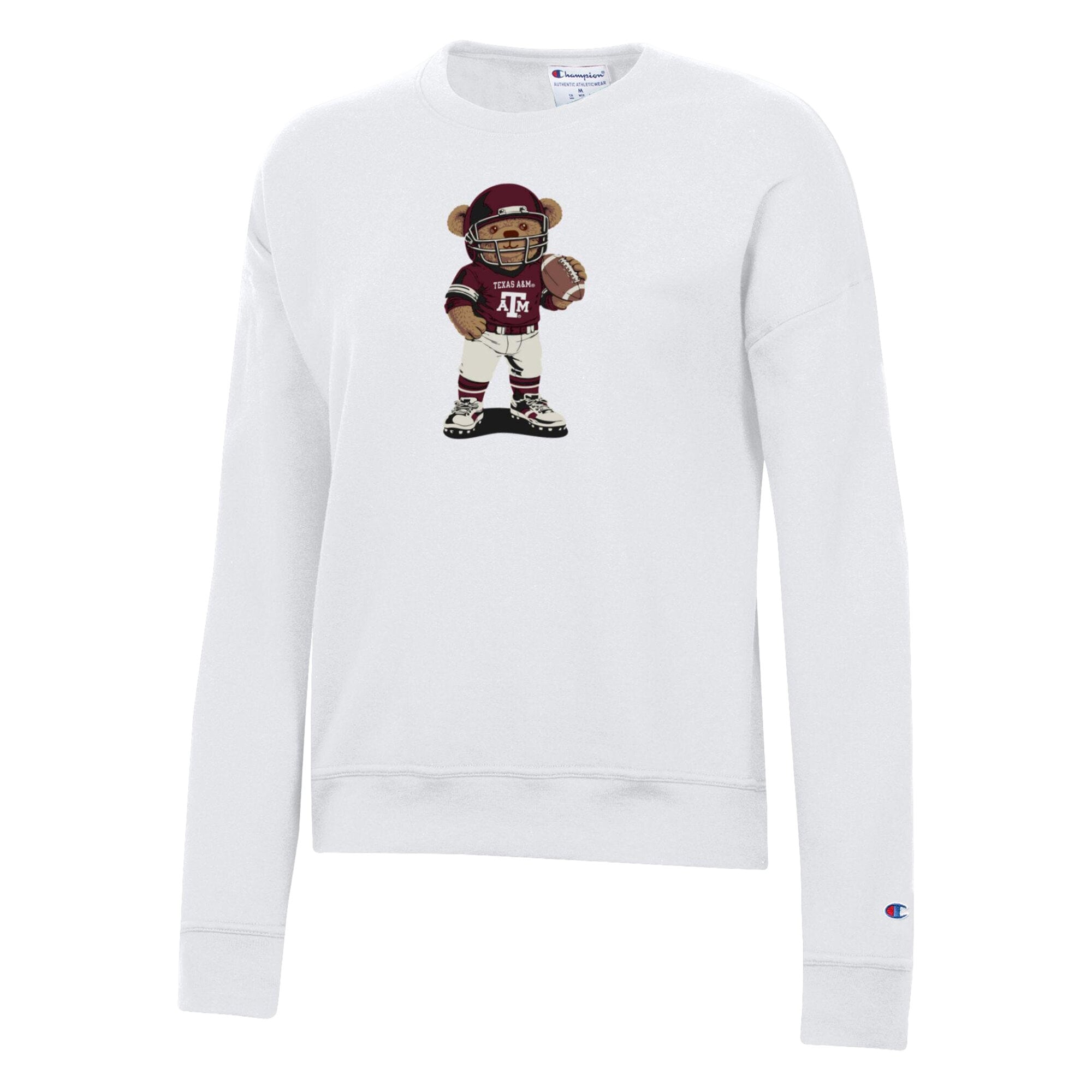 Women's Champion White Texas A&M Aggies Teddy Bear Sweatshirt