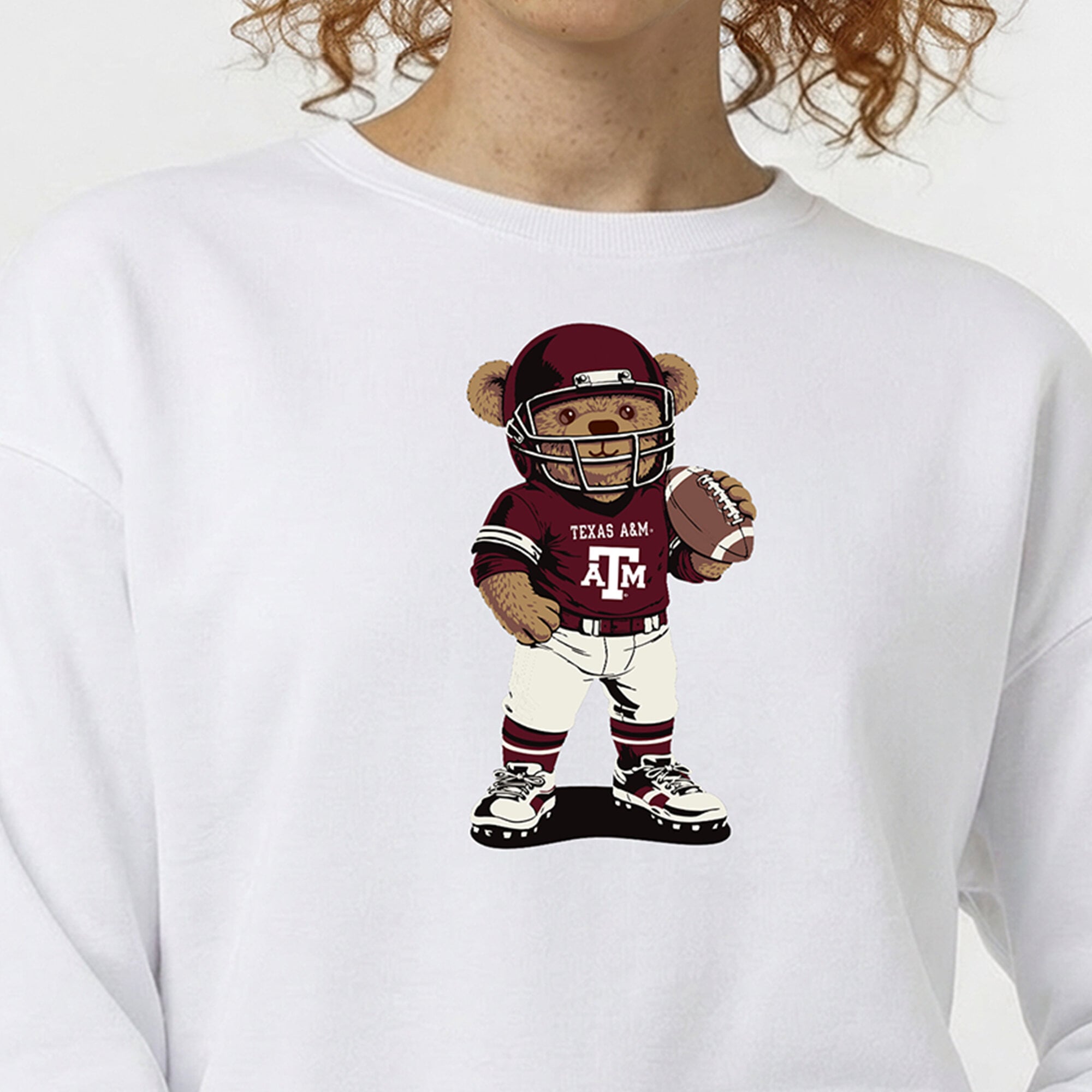 Women's Champion White Texas A&M Aggies Teddy Bear Sweatshirt