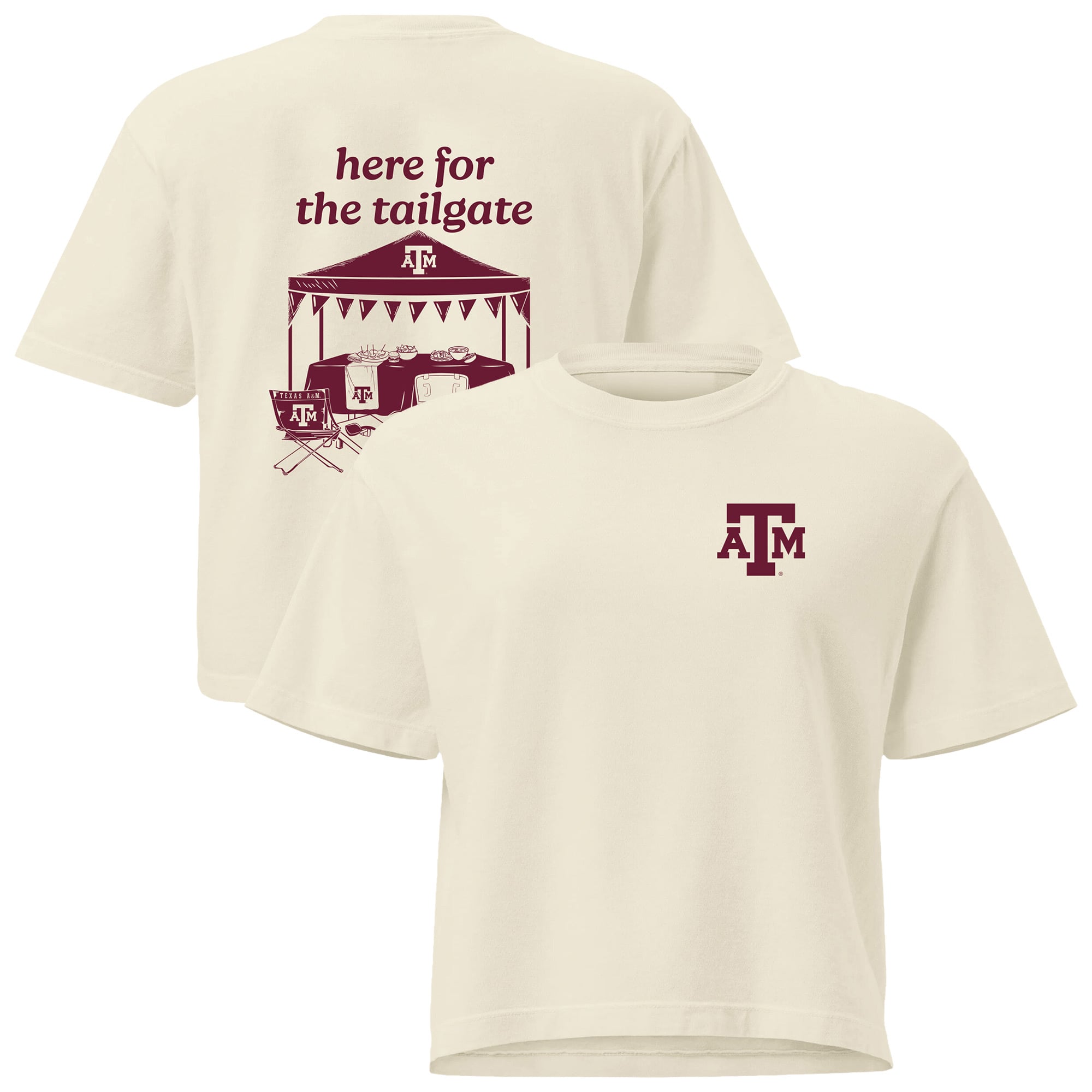 T-shirt court Comfort Colors crème pour femmes « Texas A&M Aggies Here For The Tailgate »