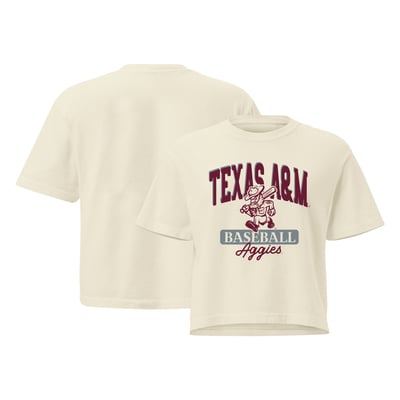 Texas A&M Aggies Women's Comfort Colors Baseball Mascot Cropped T-Shirt - Cream