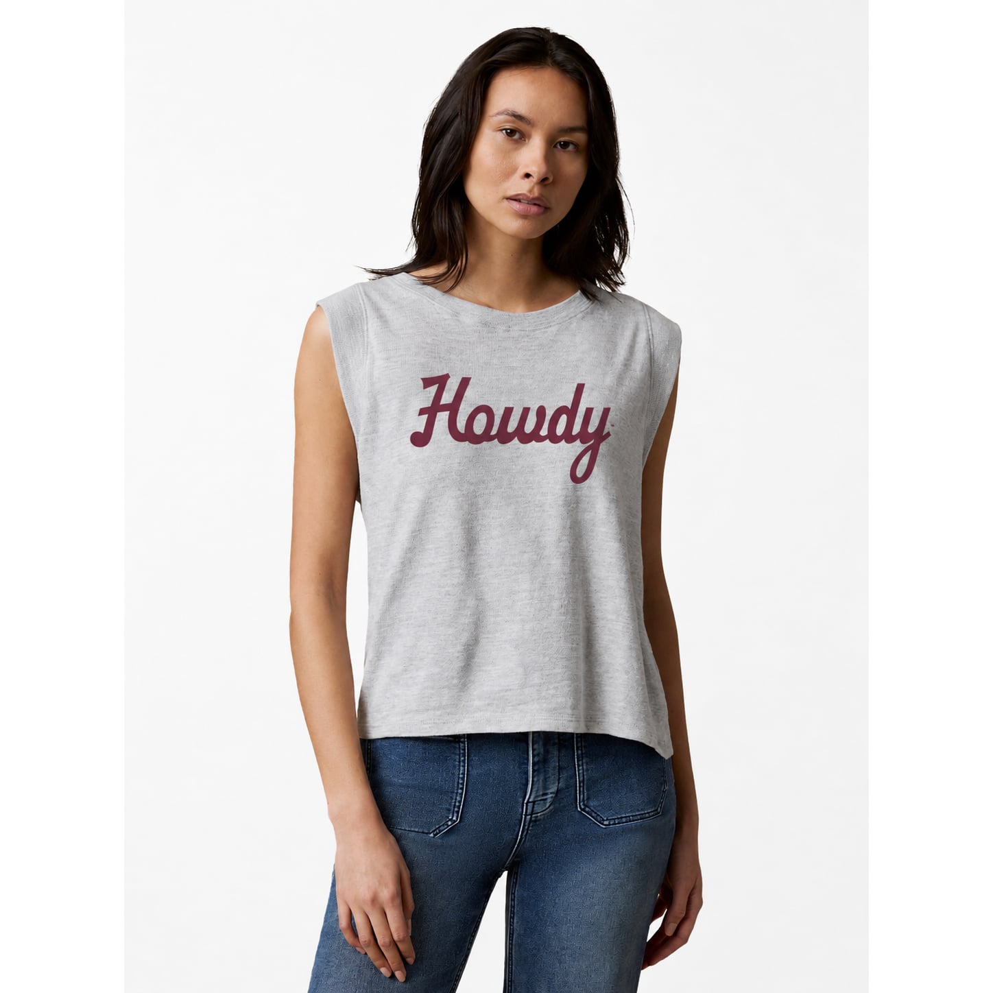Débardeur FAHERTY pour femme, gris chiné, Texas A&M Aggies, effet délavé.