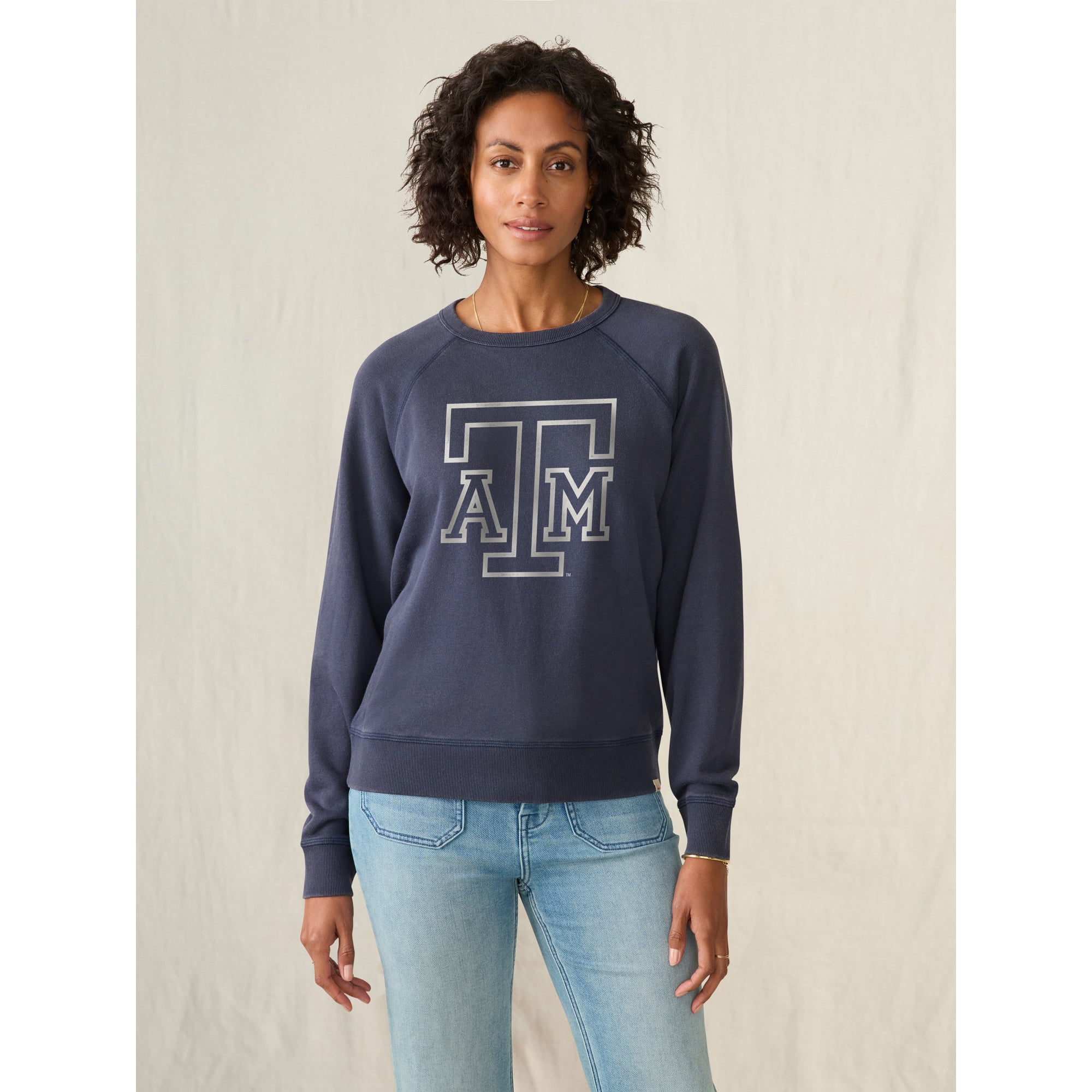 Sweat-shirt FAHERTY bleu marine pour femmes, motif nuage côtier Texas A&M Aggies