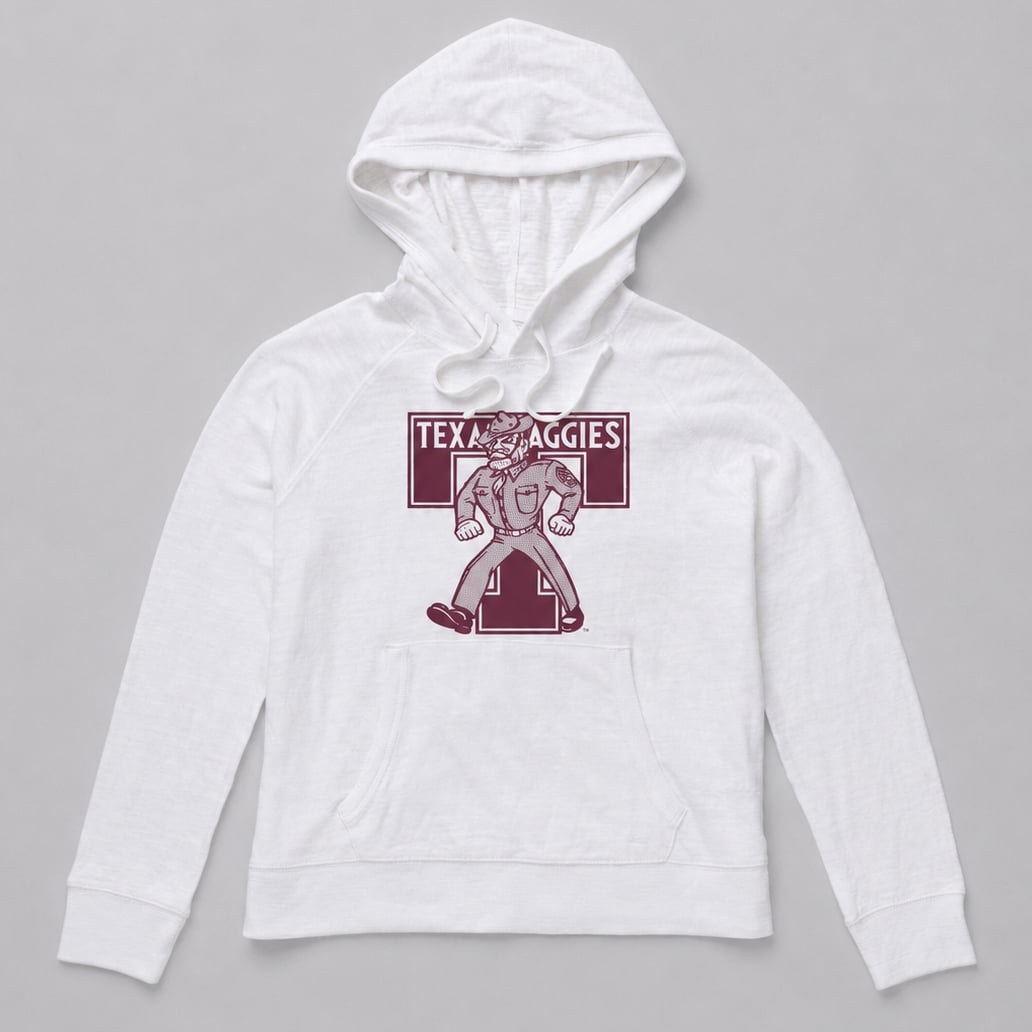 Sweat à capuche FAHERTY blanc pour femme, Texas A&M Aggies, en tissu flammé délavé.