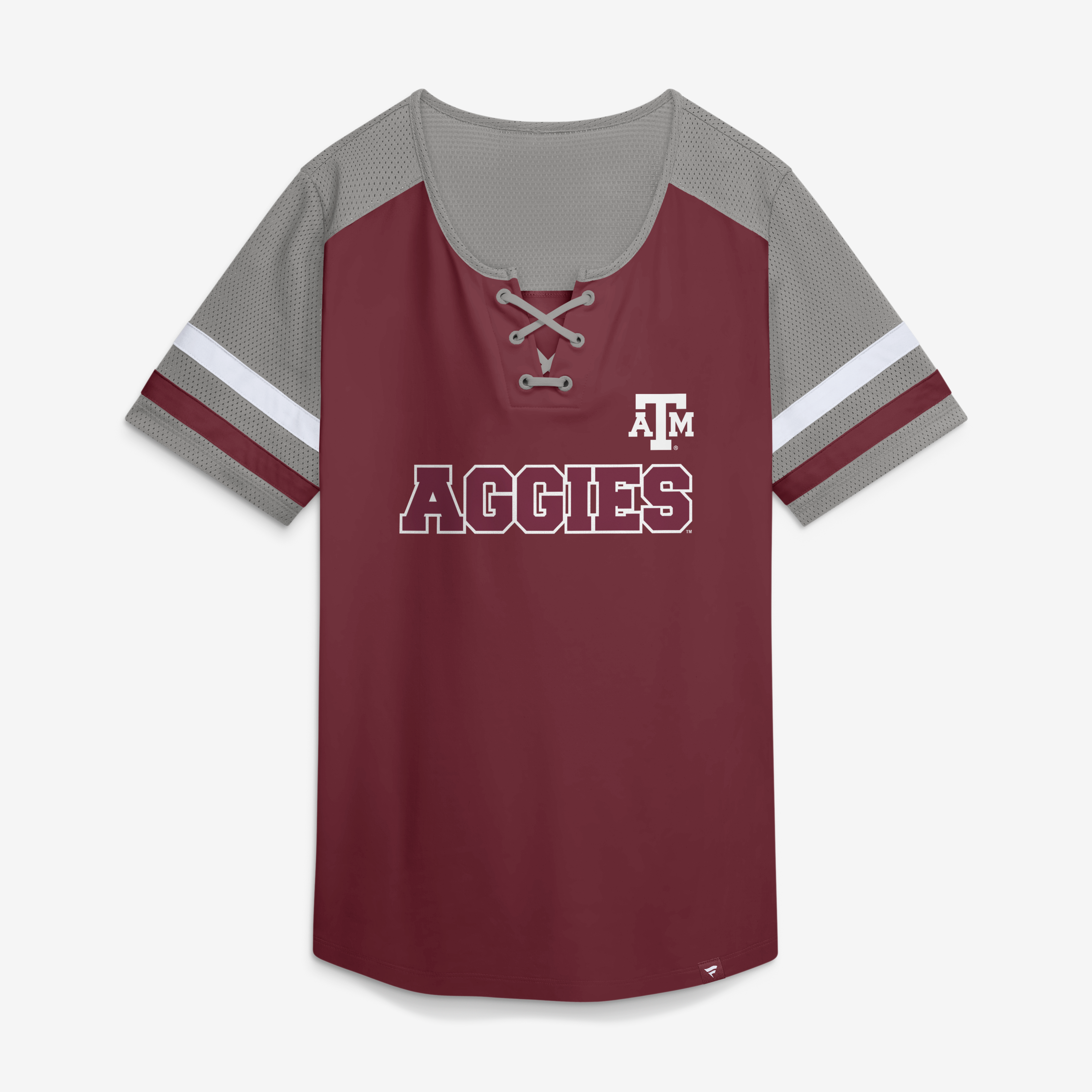 Women's Fanatics Maroon Texas A&M Aggies Power Play Athena Lace-Up T-Shirt