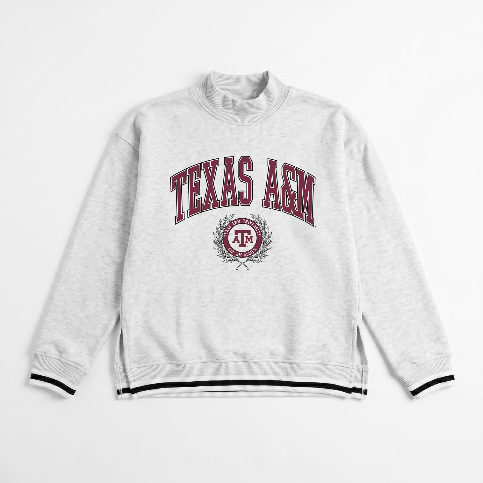 Women's Gameday Couture Gray Texas A&M Aggies Rally Point Contrast Stripe Mock Neck Sweatshirt