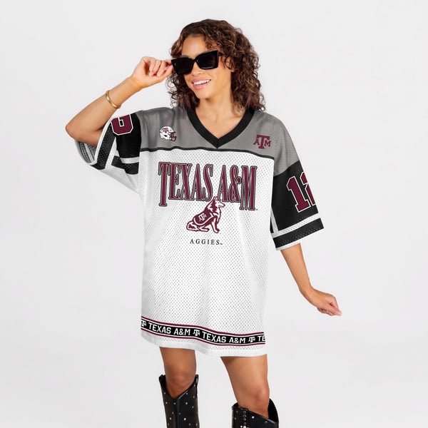 texas a&m jersey dress Women's Gameday Couture White Aggies Hustle Mode Sequin dress