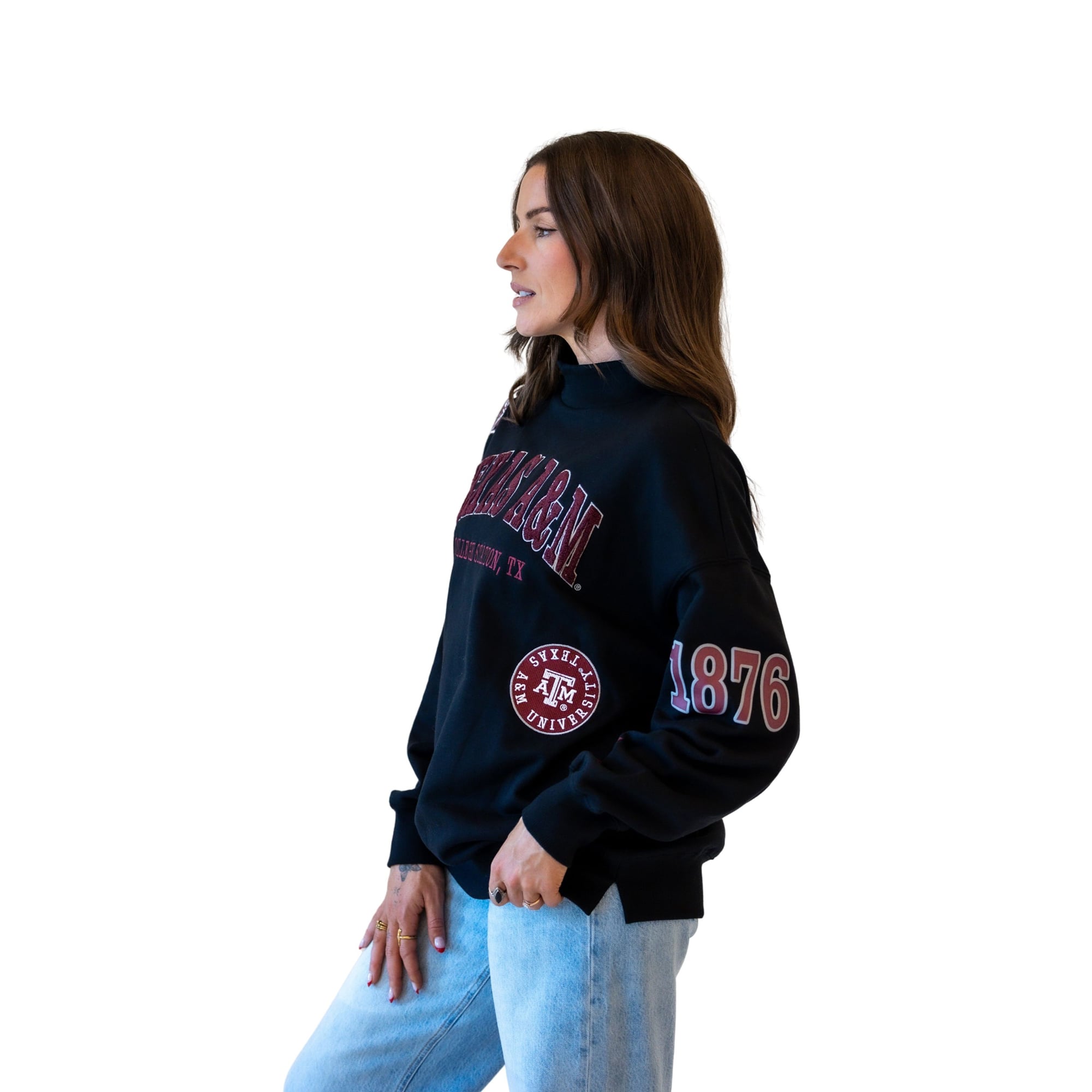 Sweat-shirt à col montant noir Texas A&M Aggies pour femmes, collection Gameday Social