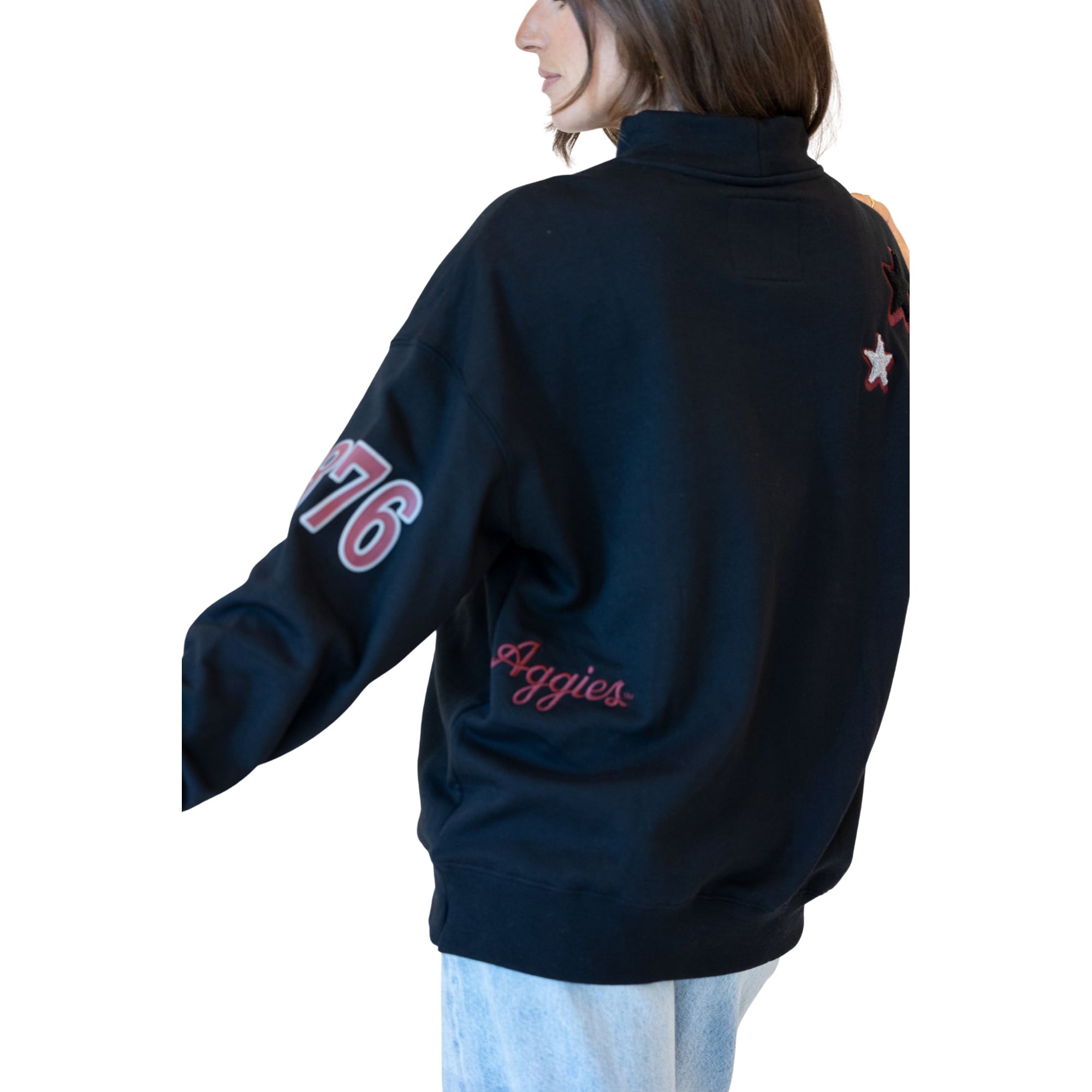 Sweat-shirt à col montant noir Texas A&M Aggies pour femmes, collection Gameday Social