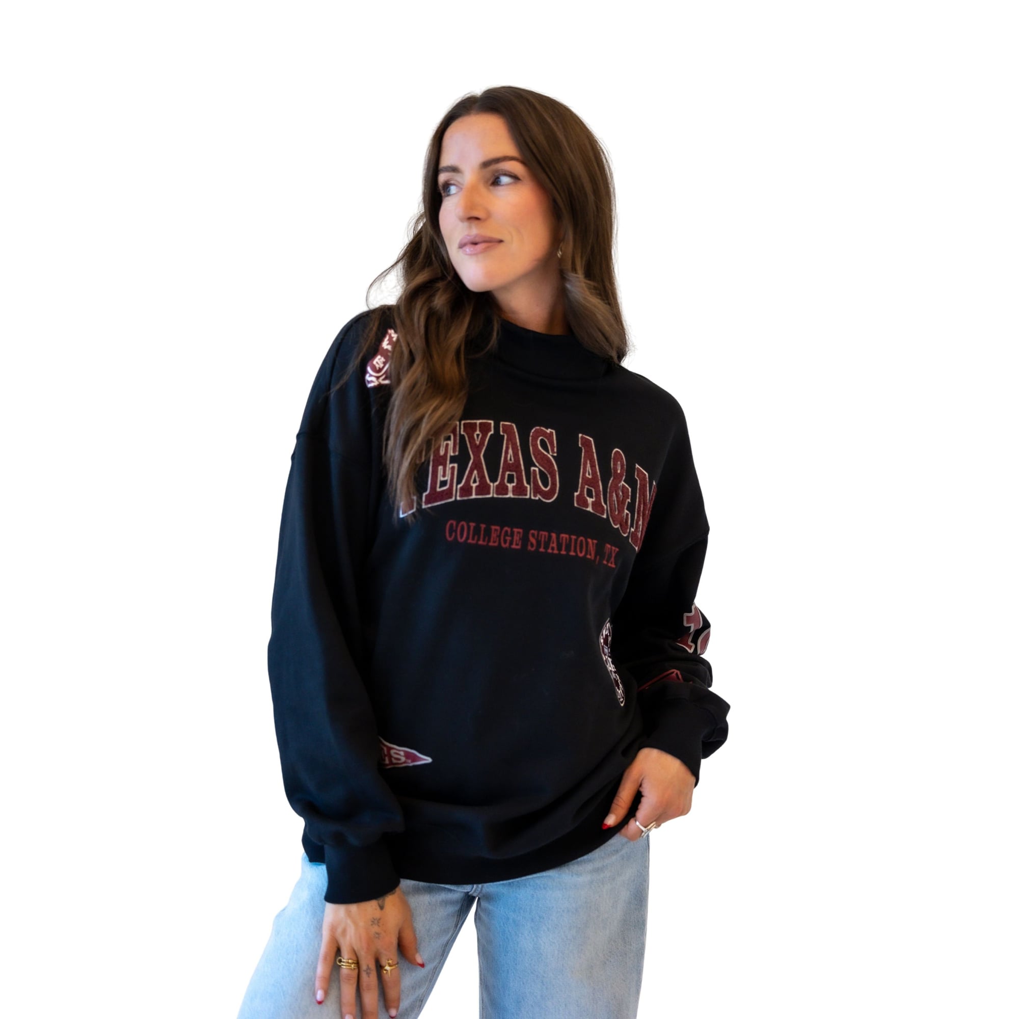 Sweat-shirt à col montant noir Texas A&M Aggies pour femmes, collection Gameday Social