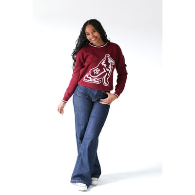  Texas A&M Aggies Gameday Social Women's Intarsia Mascot Sweater - Maroon