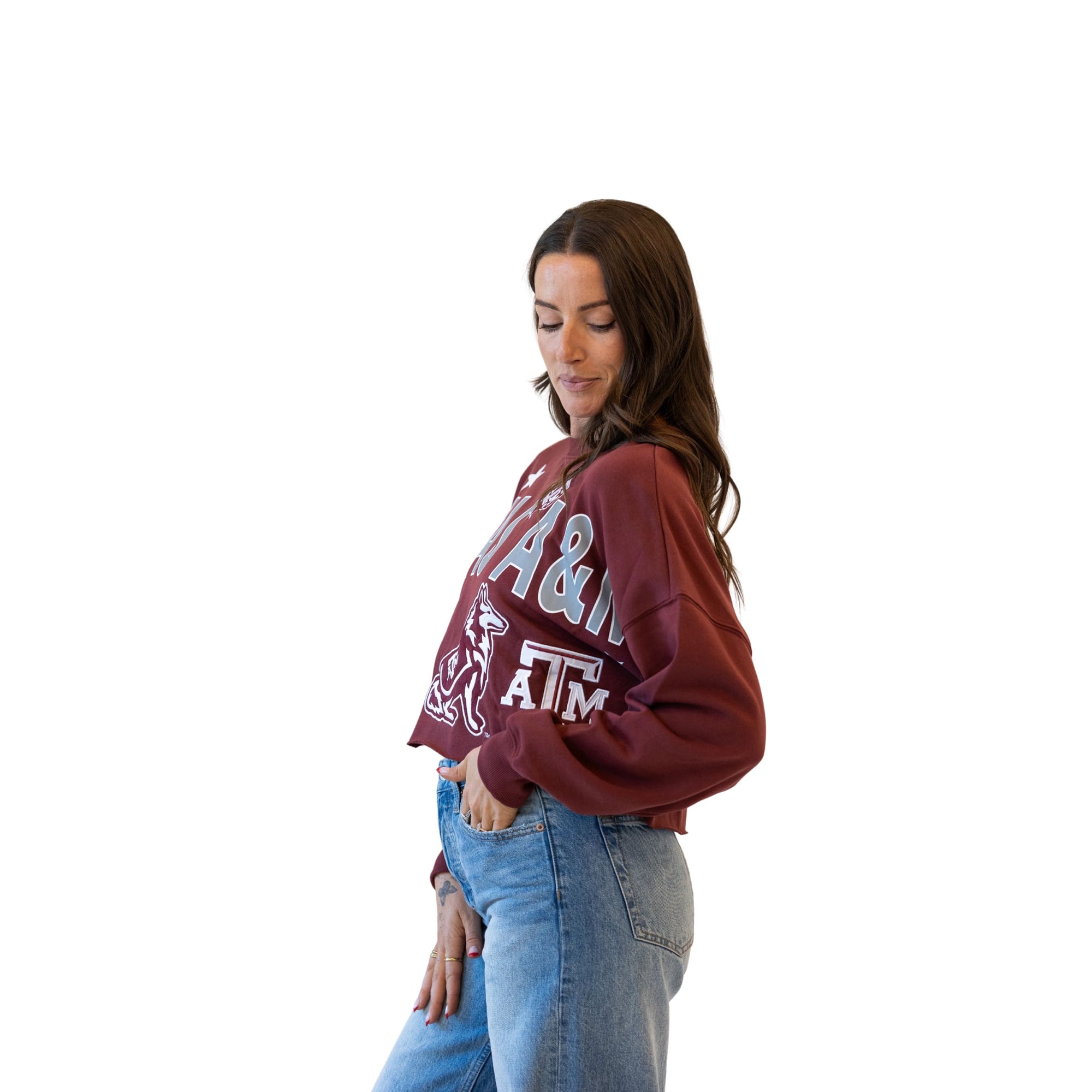 Sweat-shirt à écusson Texas A&M Aggies Phipps bordeaux pour femmes, idéal les journées de match