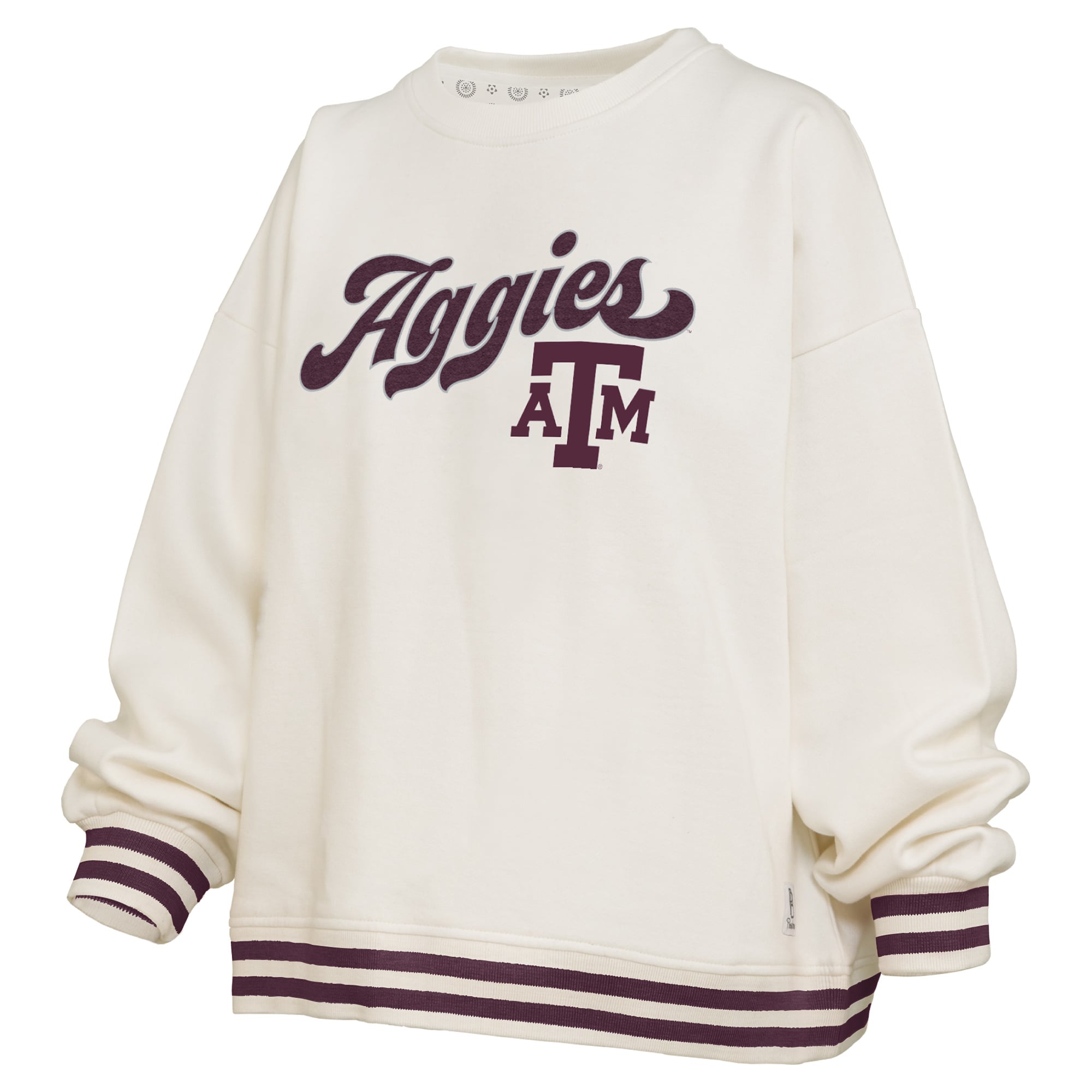 Sweat-shirt côtelé en chenille crème Pressbox pour femmes Texas A&M Aggies Bonanza