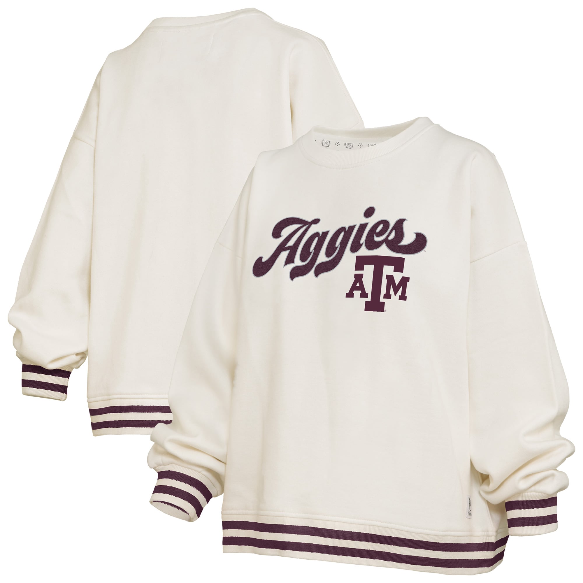 Sweat-shirt côtelé en chenille crème Pressbox pour femmes Texas A&M Aggies Bonanza