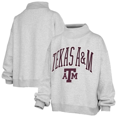 Texas A&M Aggies Pressbox Women's Nelson Texture Lingo Mock Neck Fleece Sweatshirt - Gray