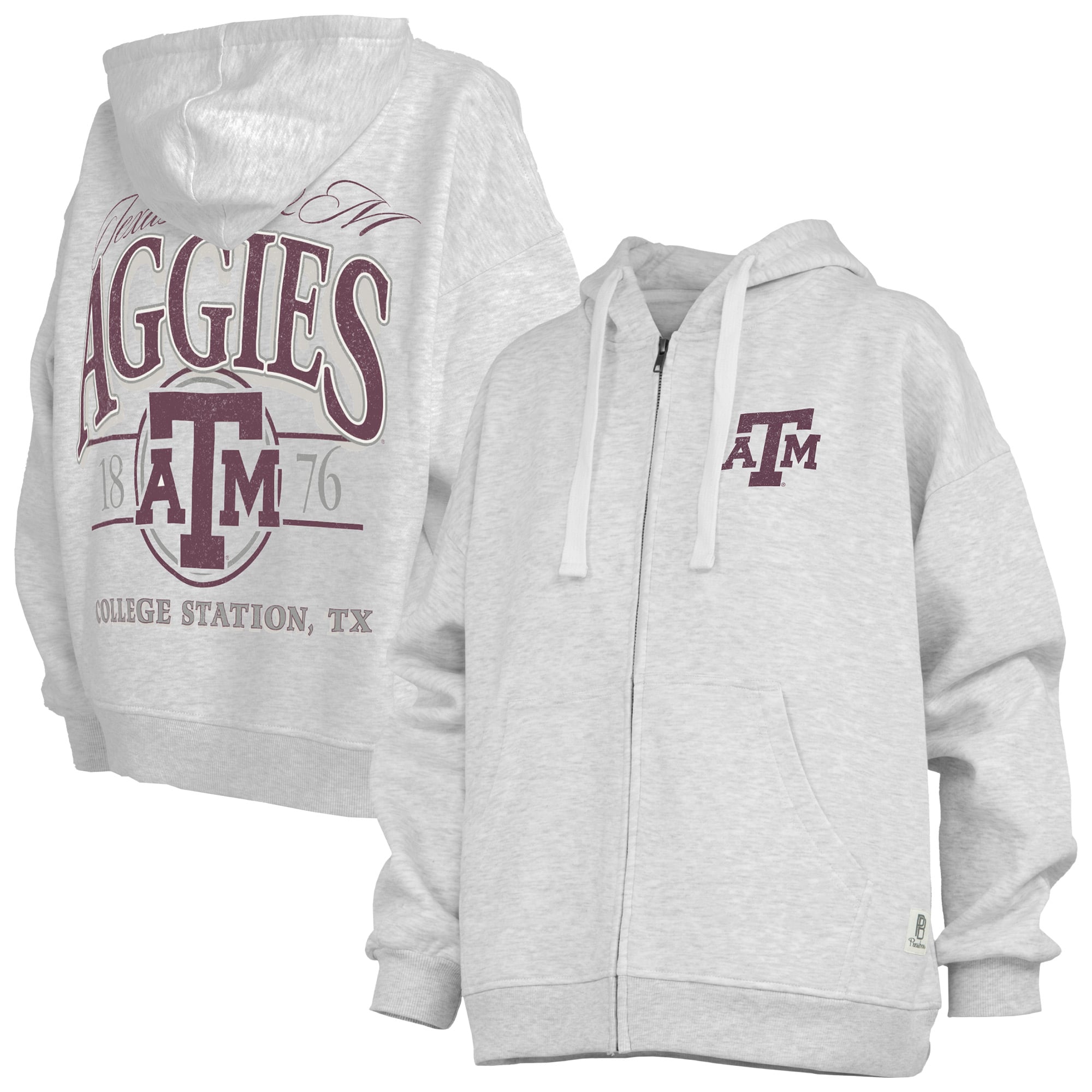Sweat à capuche zippé Janise gris chiné pour femme, Texas A&M Aggies, Pressbox