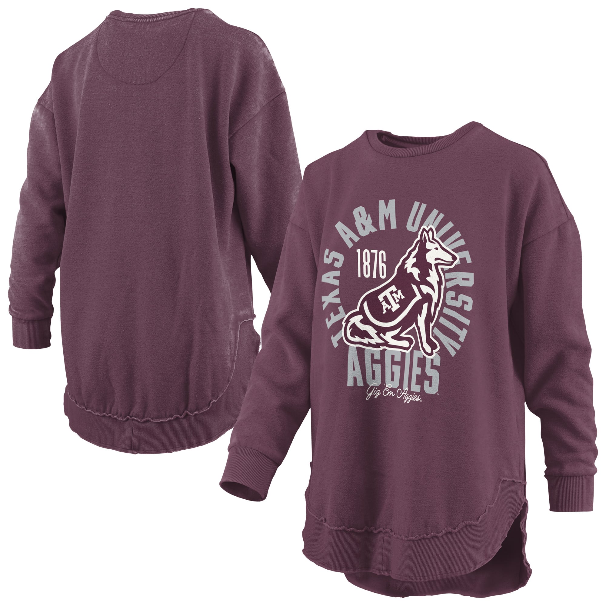 Sweat-shirt à col rond Pressbox Maroon Texas A&M Aggies Blitz pour femmes