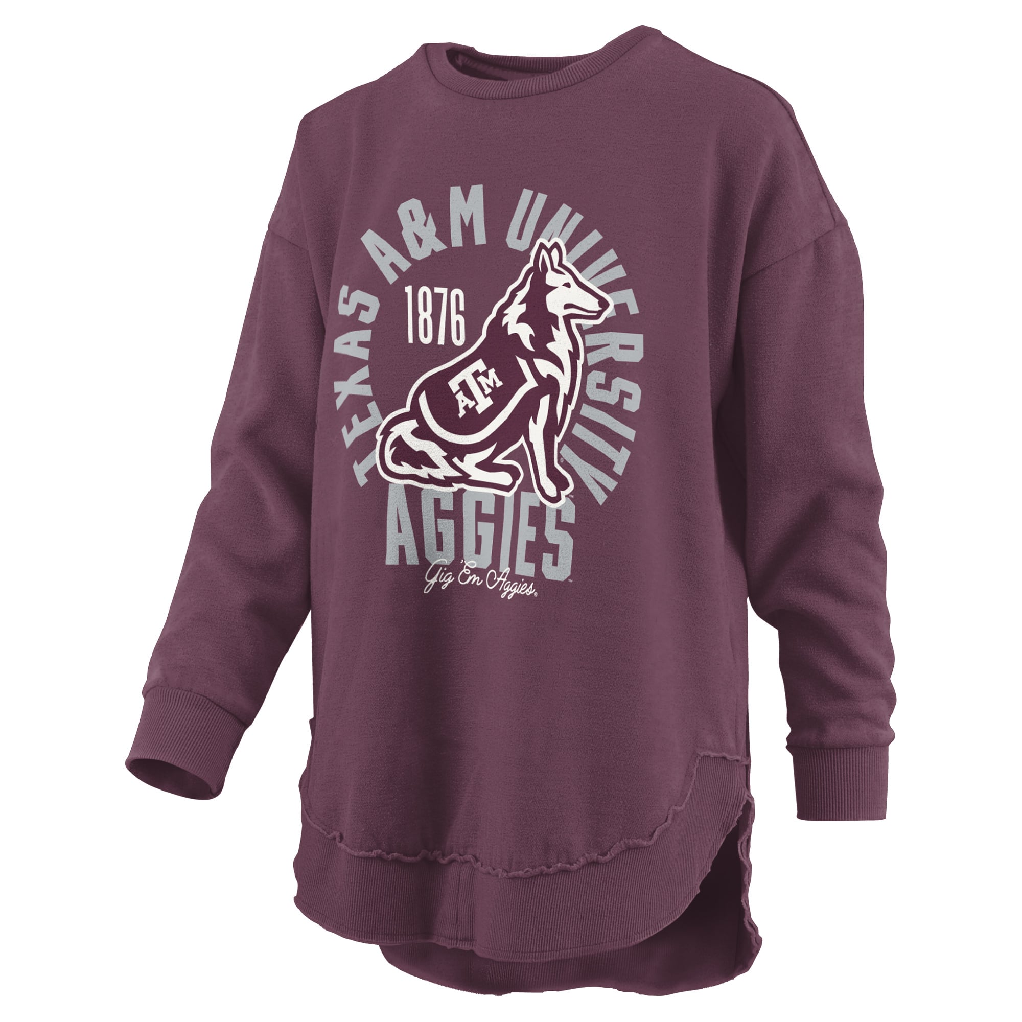 Sweat-shirt à col rond Pressbox Maroon Texas A&M Aggies Blitz pour femmes