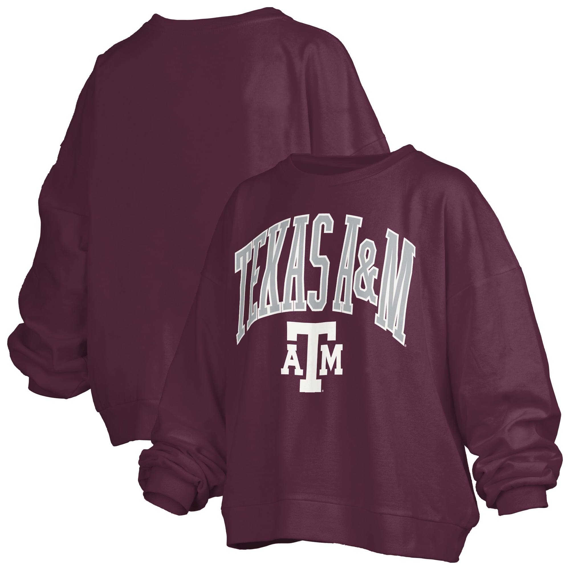 Sweat-shirt polaire oversize Pressbox Maroon Texas A&M Aggies Janise Arch Over Logo pour femme