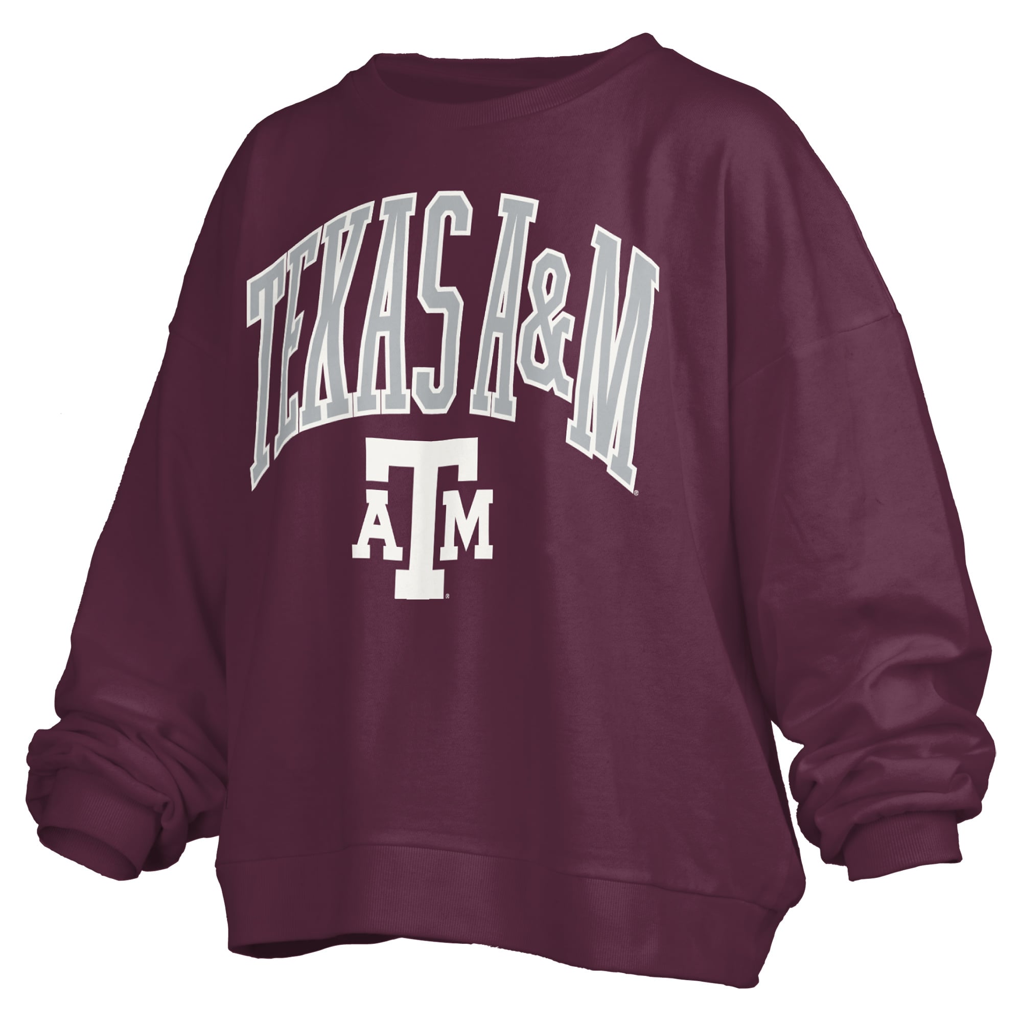 Sweat-shirt polaire oversize Pressbox Maroon Texas A&M Aggies Janise Arch Over Logo pour femme