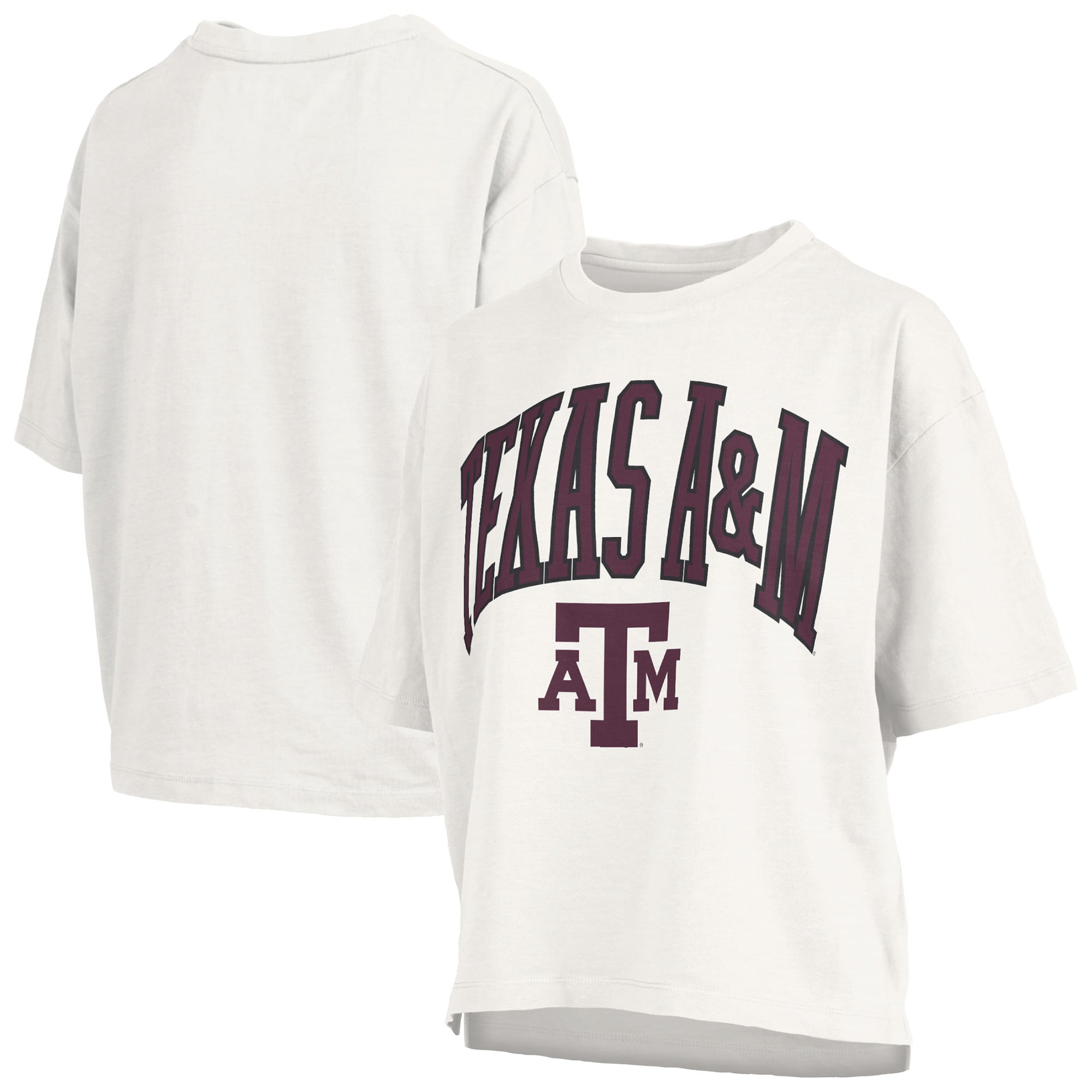 Women's Pressbox White Texas A&M Aggies Oversized Nelson Arch Over Logo Slub T-Shirt