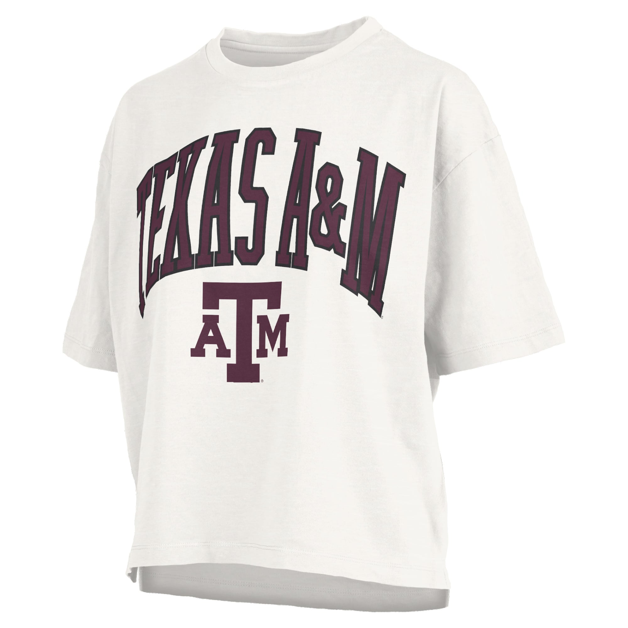 Women's Pressbox White Texas A&M Aggies Oversized Nelson Arch Over Logo Slub T-Shirt