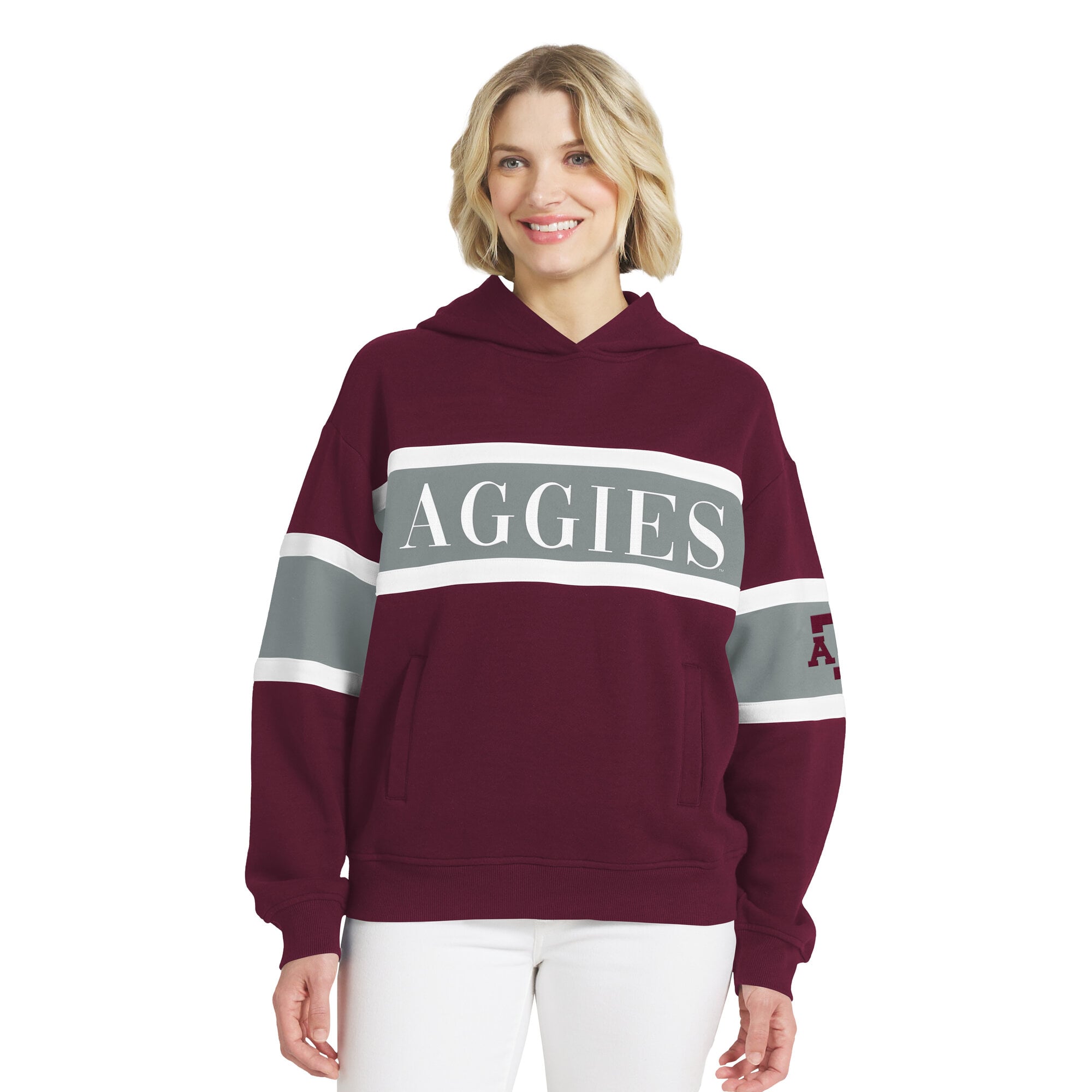 Sweat à capuche colorblock bordeaux Texas A&M Aggies de la marque WEAR by Erin Andrews pour femmes