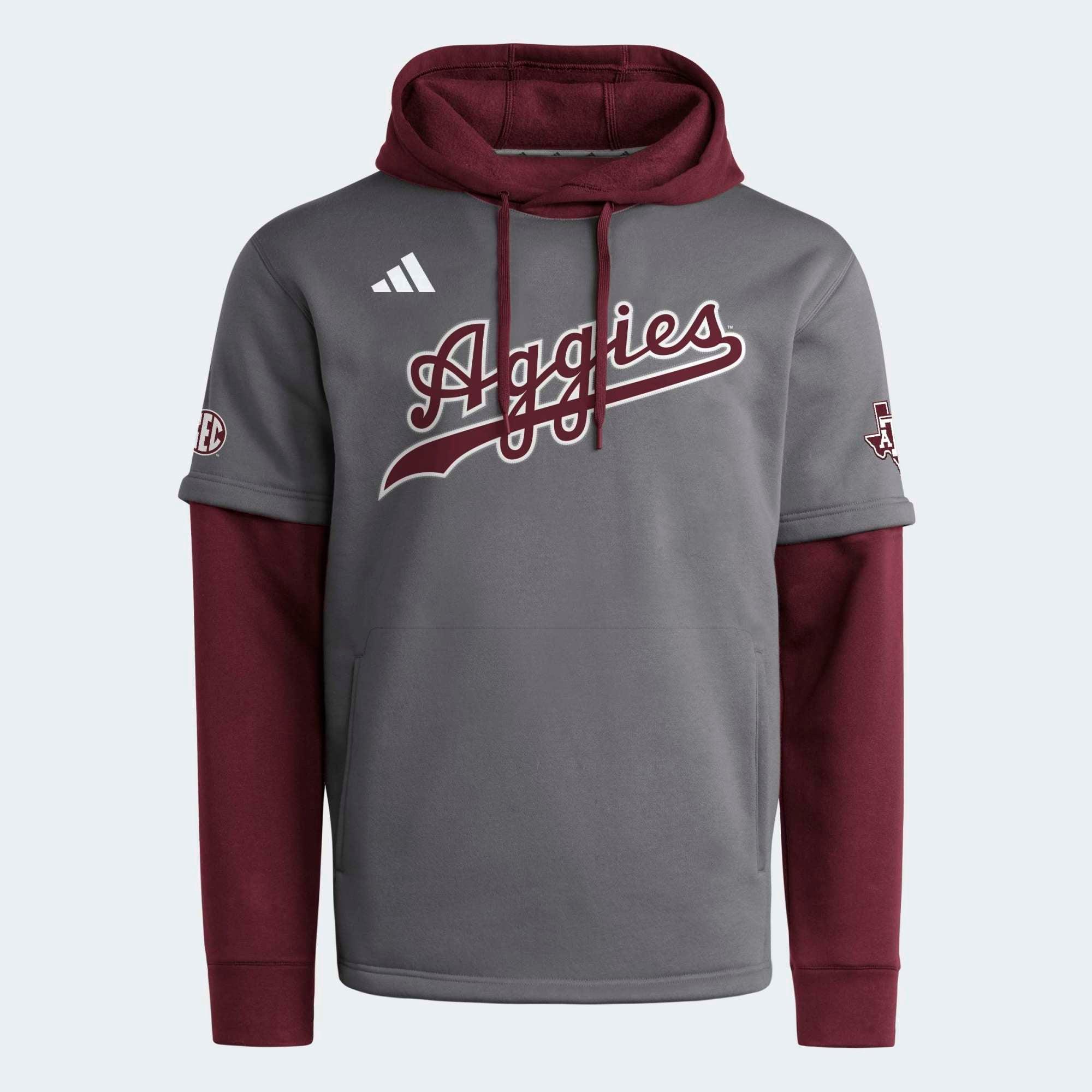 Youth adidas Gray/Maroon Texas A&M Aggies Dugout Collection Hoodie