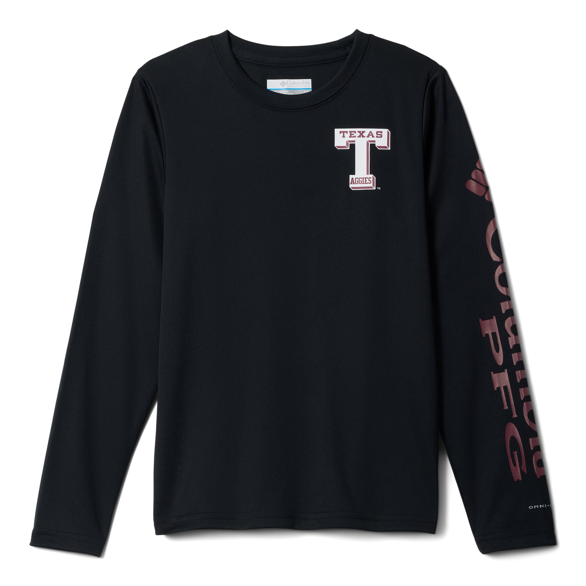 T-shirt à manches longues noir Texas A&M Aggies Terminal Tackle pour jeunes de la marque Columbia